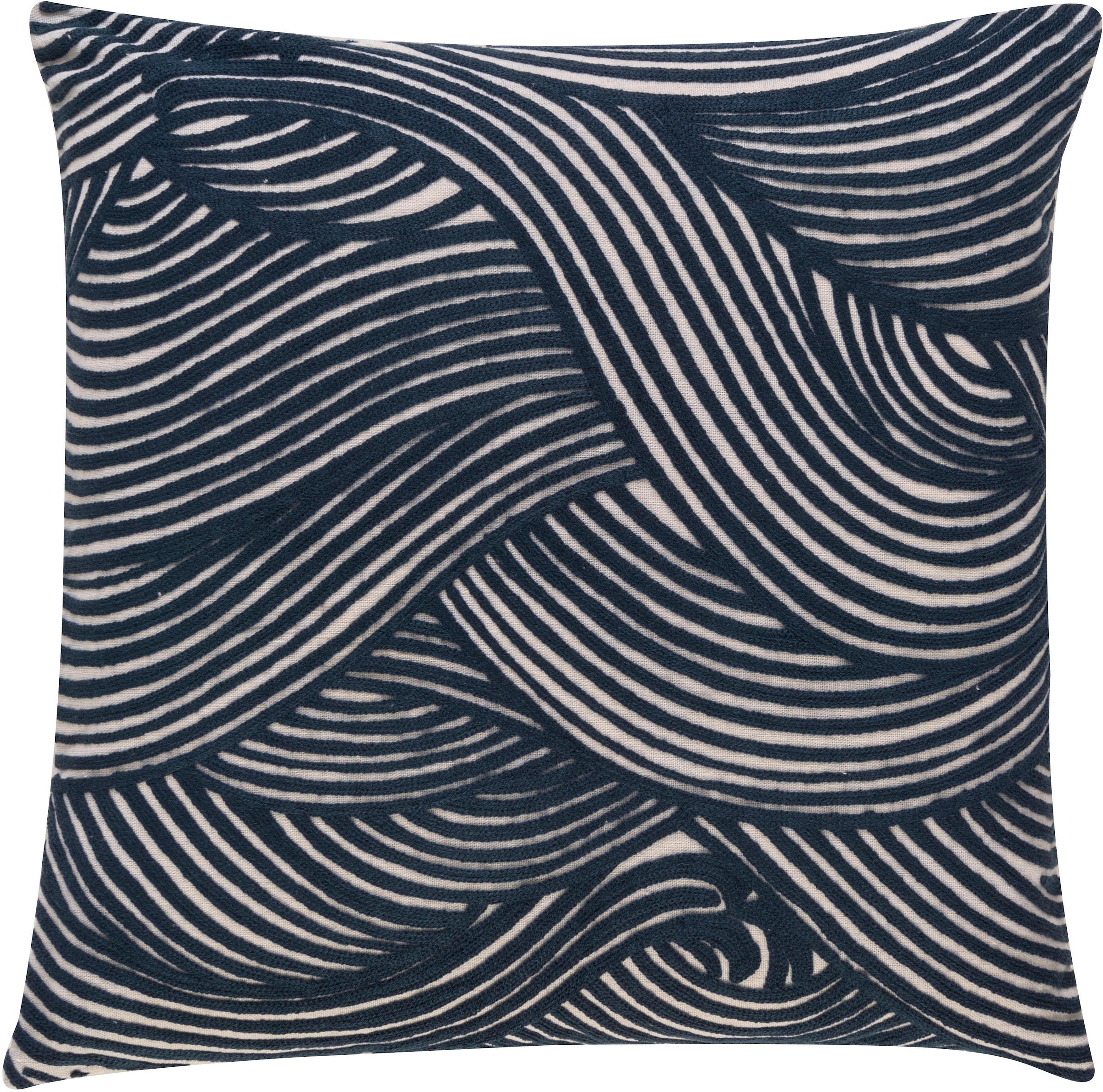 BARBARA Home Collection Dekokissen »Wave«, Kissenhülle ohne Füllung aus besticktem Leinwandgewebe, 50 x 50 cm