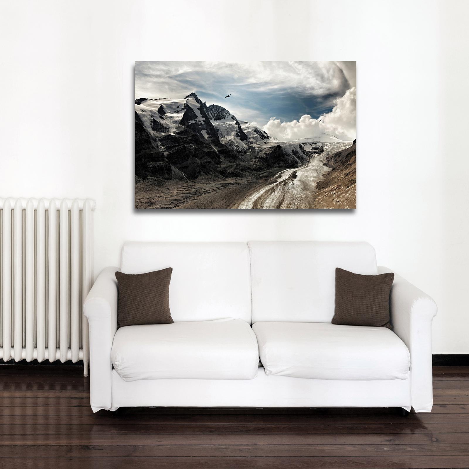 queence Leinwandbild »Berge«, Berge & Alpenbilder-Berghütte-Natur-Himmel-Himmelsbilder, Premium-Leinwandstoff, Handarbeit aus Deutschland