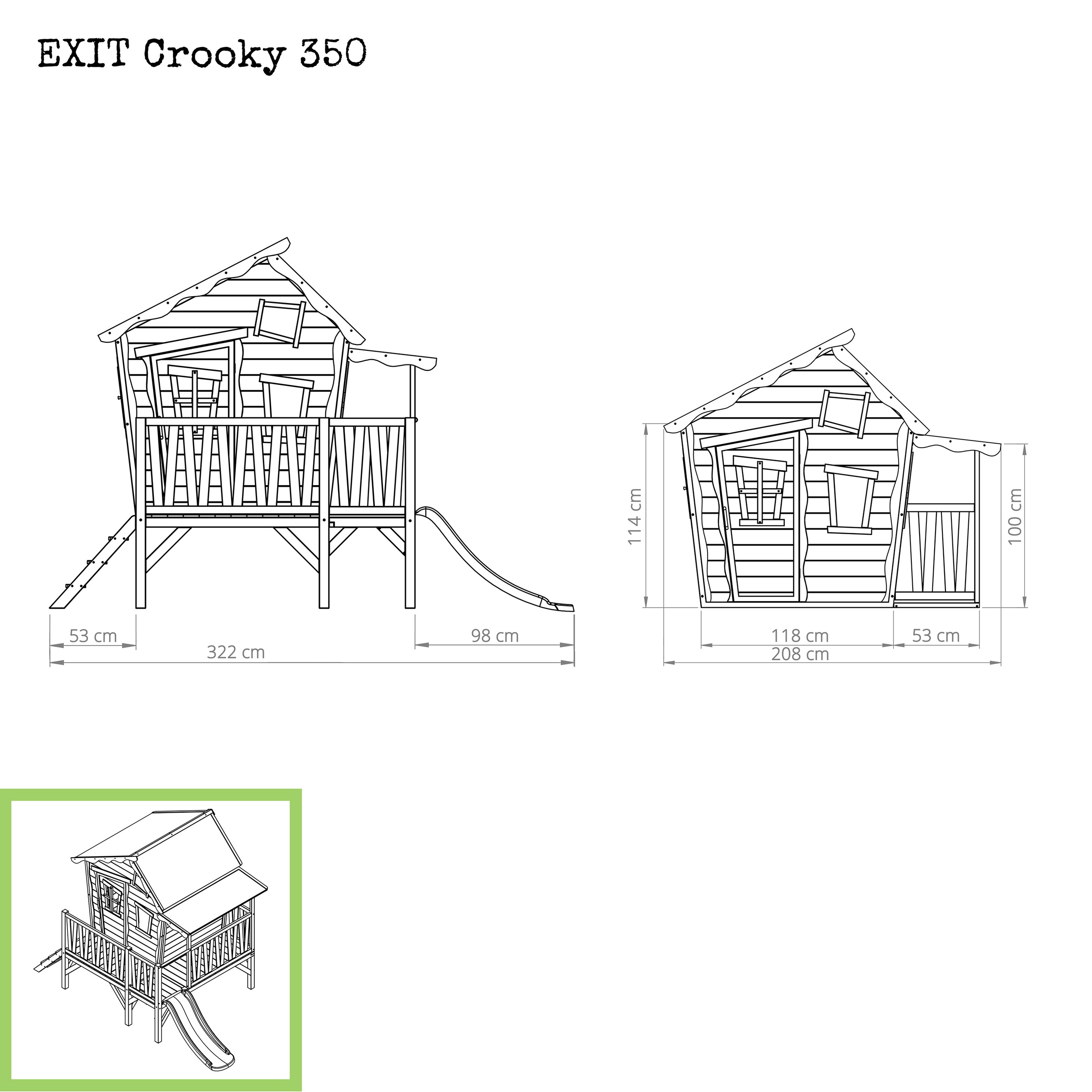 EXIT Spielturm »Crooky 350«, BxTxH: 313x180x229 cm