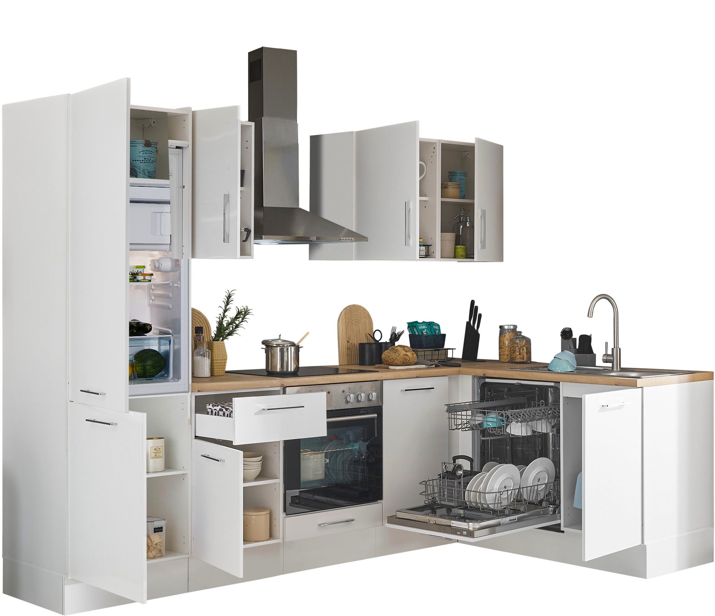 BASIC by Balculina Winkelküche »Turin«, Stellbreite 280x175 cm, wahlweise mit E-Geräten
