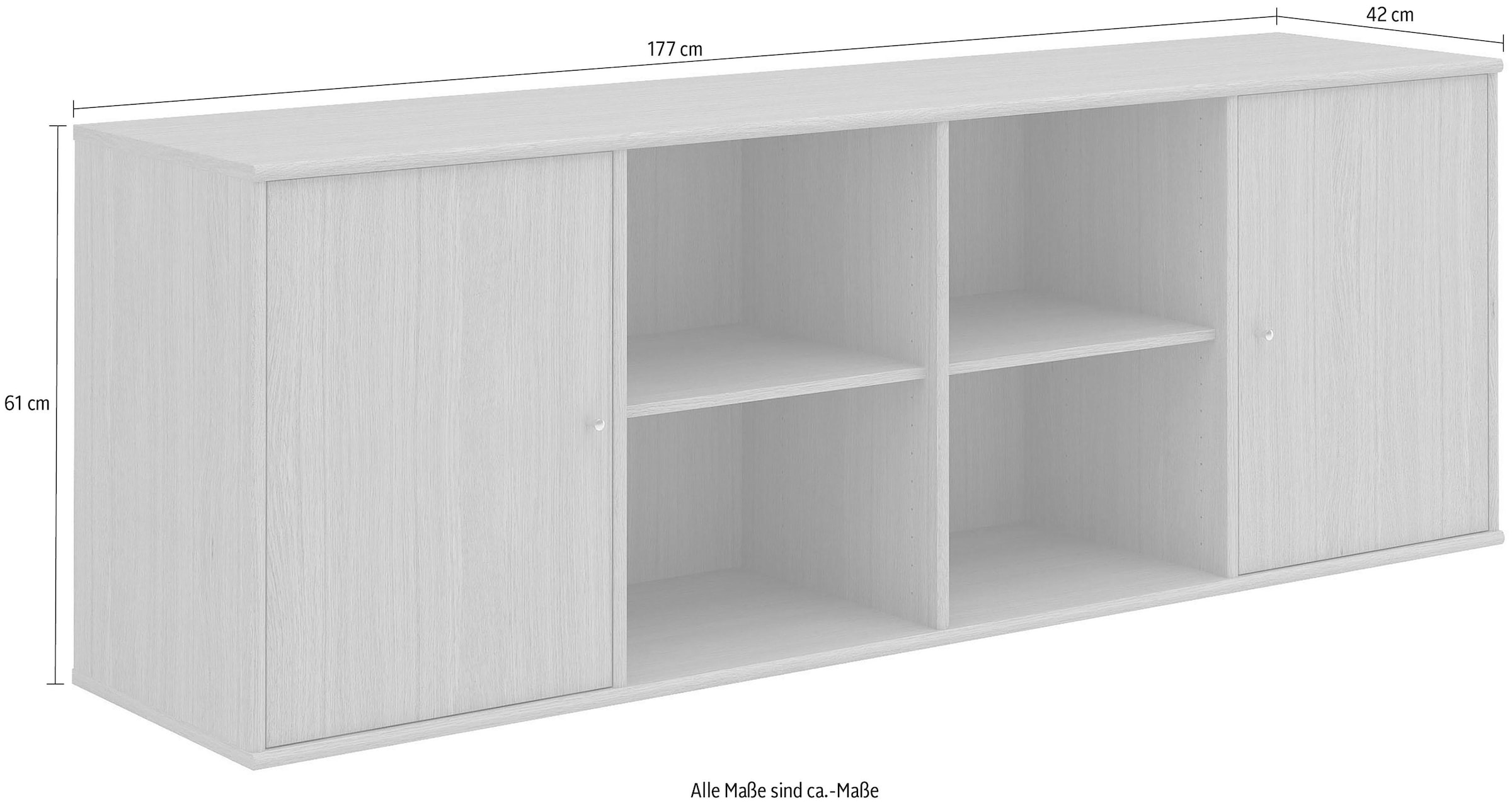 Hammel Furniture Sideboard »Mistral, Hochwertig Schrank, hängend/stehend montierbar«, mit zwei Türen, B: 177 cm, anpassungsbar Designmöbel