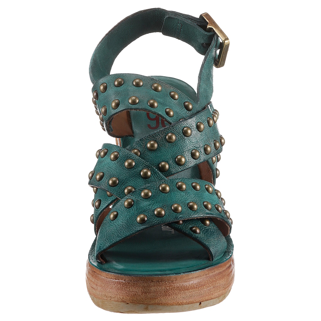 A.S.98 Keilsandalette »EMERALD«, Sommerschuh, Sandale, Keilabsatz, mit glänzenden Nieten besetzt