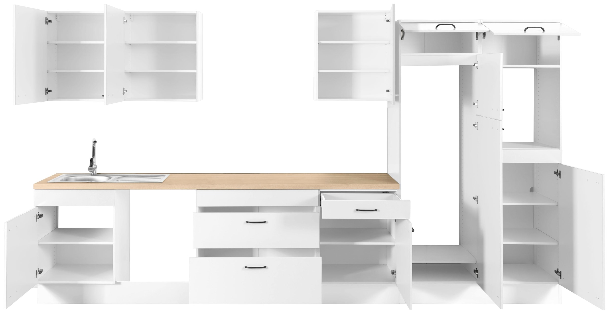 OPTIFIT Küchenzeile »Elga«, Premium-Küche, Soft-Close-Funktion, großen Vollauszügen, Breite 390 cm