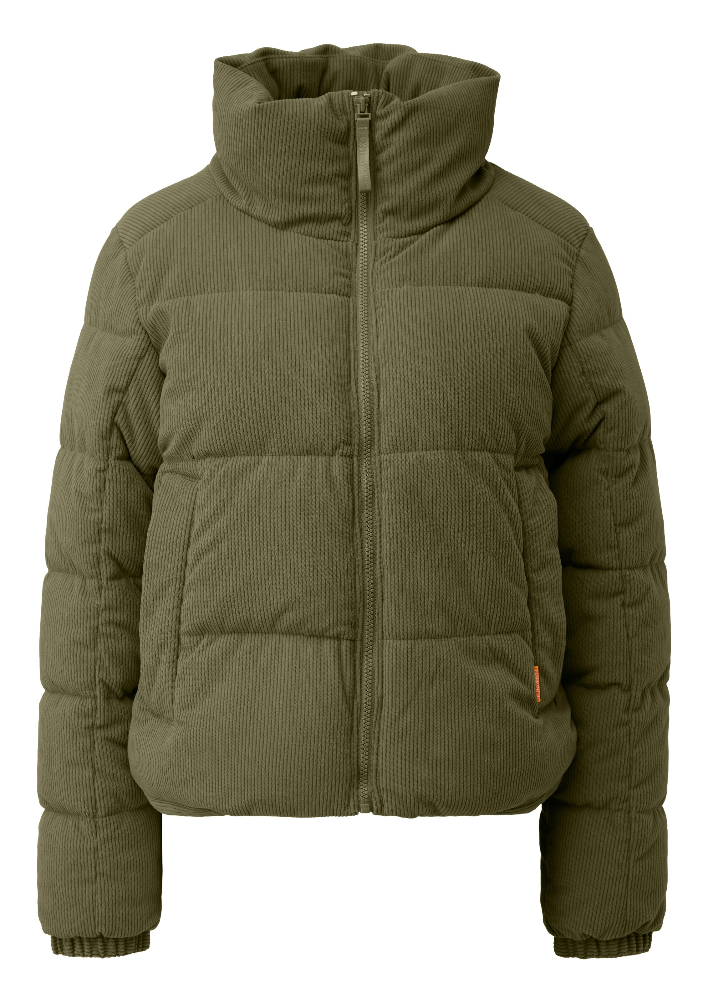 QS Steppjacke ohne Kapuze kurz, aus Cord und mit Stehkragen