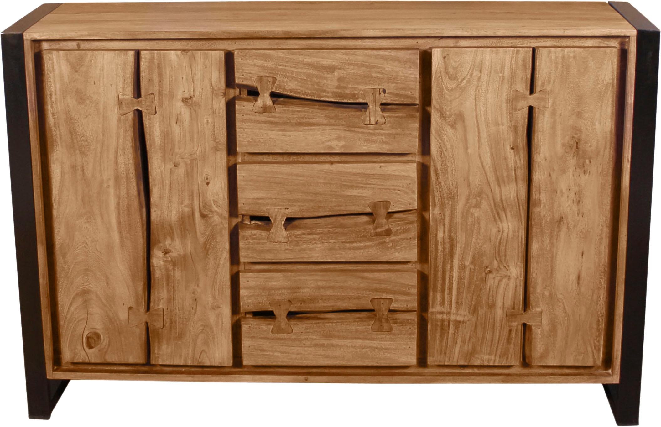 SIT Sideboard "Florenz Akazienholz Kommode mit Baumkante & Metallgestell" Akazienholz mit natürlichen Holzkanten & Metallgestell