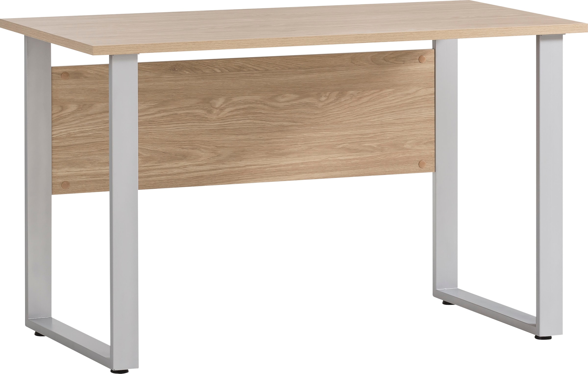 Schreibtisch SCHILDMEYER "Antero", braun (eiche hellfarben, silberfarben, eiche hellfarben), B:120cm H:73,9cm T:65cm, Tische, Schreibtisch, Solide Ver