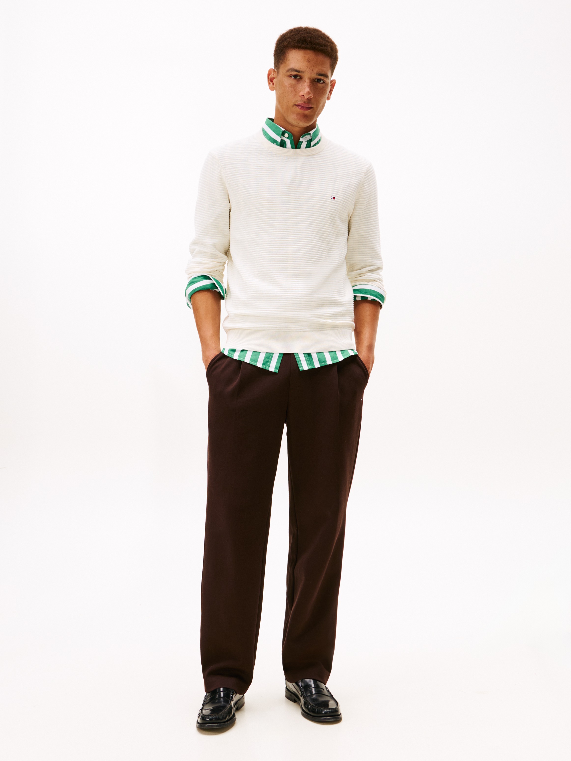 Thumbnail - Tommy Hilfiger Rundhalspullover "SEASONAL STRUCTURE" mit Struktur, Rundhals, regular fit