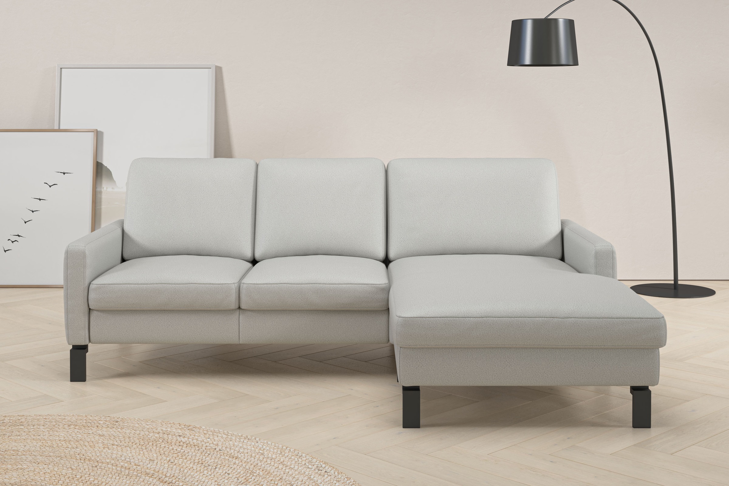Home affaire Ecksofa "Lecce, L-Form, Federkernpolsterung, Breite 224 cm" inkl. saugroboterfreundliche Höhe & schmale Armlehnen