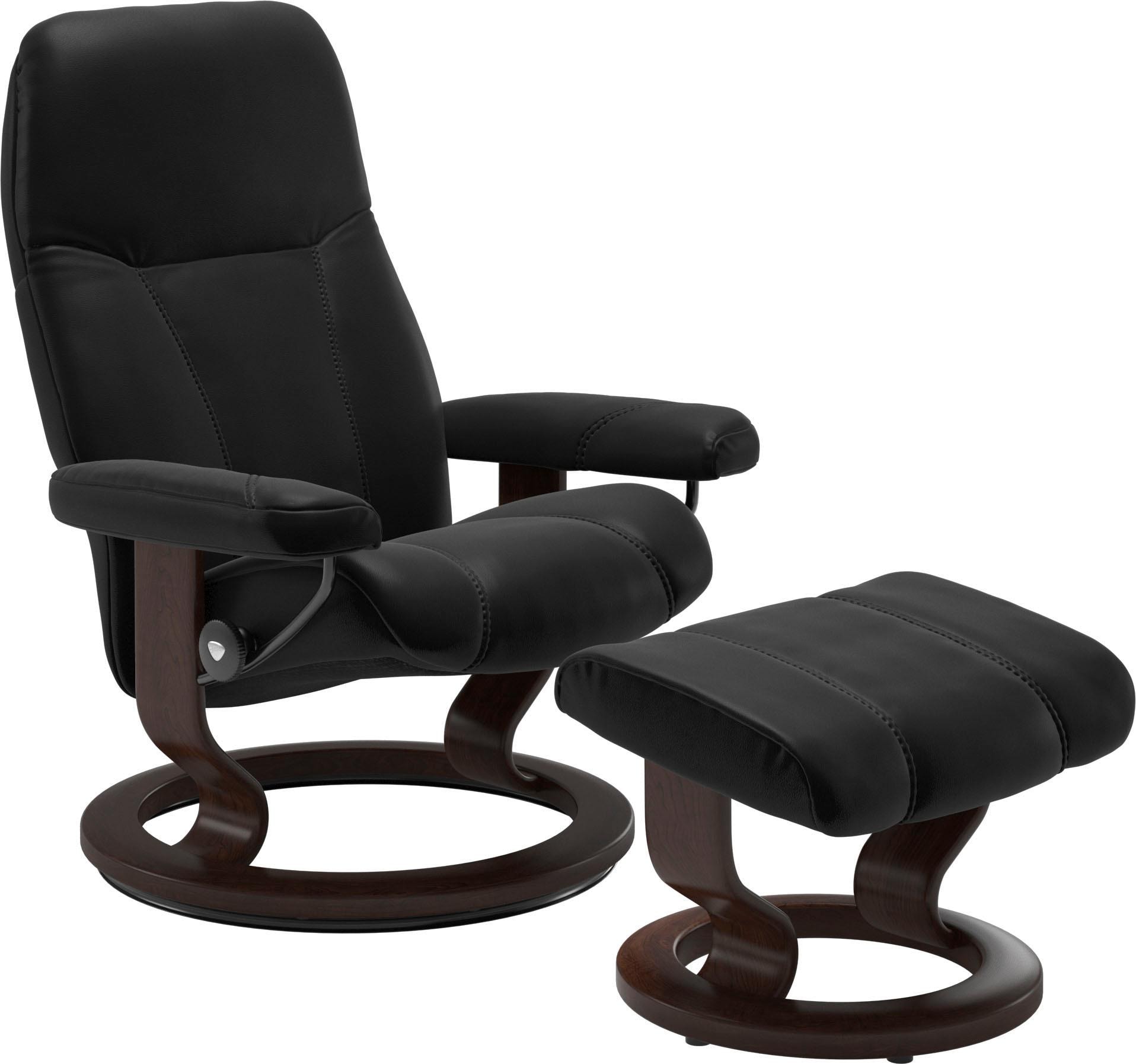 Stressless Relaxsessel "Consul" Set, Relaxsessel mit Hocker, mit Hocker, mit Classic Base, Größe M, Gestell Braun