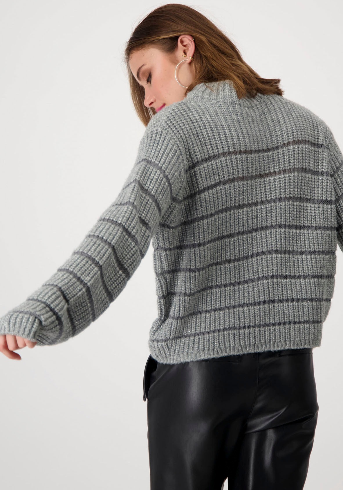 Monari Stehkragenpullover mit Streifen günstig online kaufen