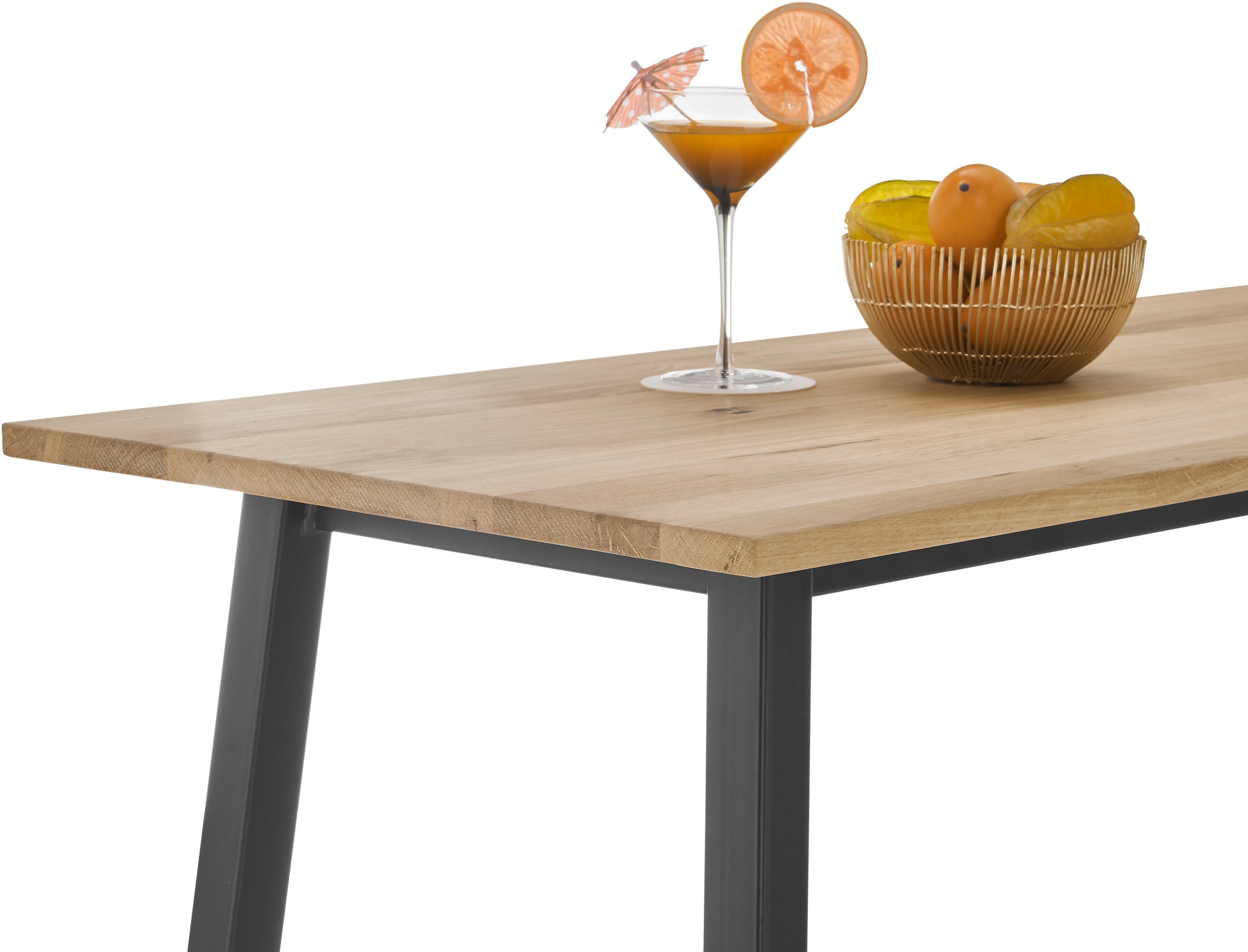 Stolkom Bartisch »Kent Eiche Massivholz geölt, Hochtisch BxHxT 120x104x60 cm«, Industrial Style Eiche Massivholz geölt durchgehende Lamelle