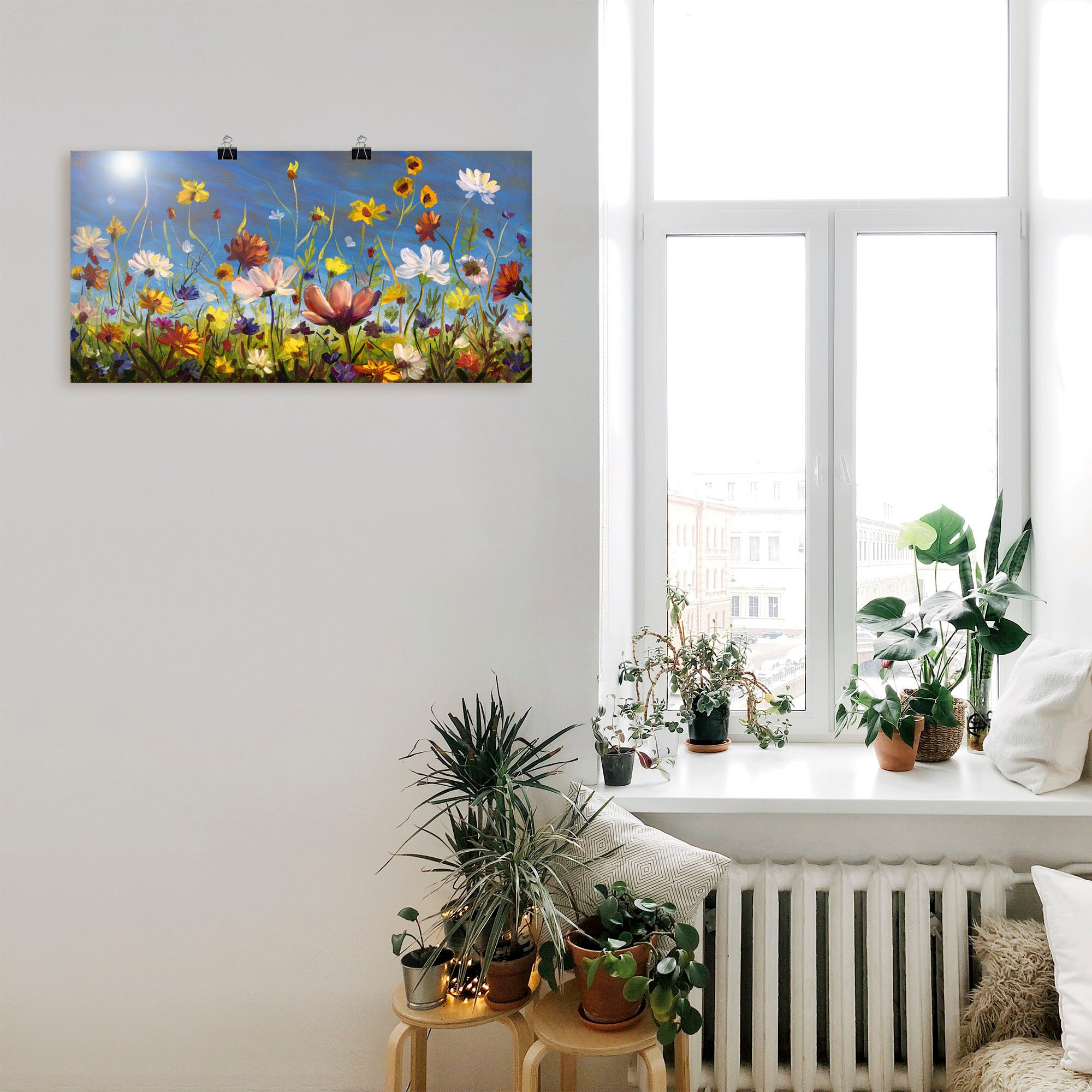 Artland Wandbild »Wildblumenwiese blauer Himmel«, Blumenwiese, (1 St.), als Alubild, Outdoorbild, Leinwandbild, Poster, Wandaufkleber