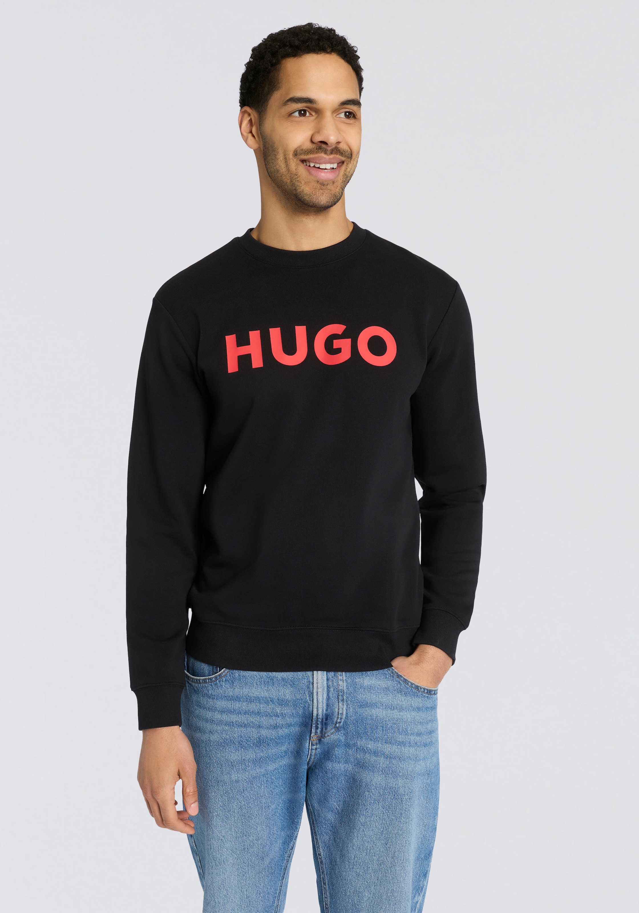 HUGO Sweatshirt "Dem", Rundhalsausschnitt, Regular Fit, HUGO Druck günstig online kaufen