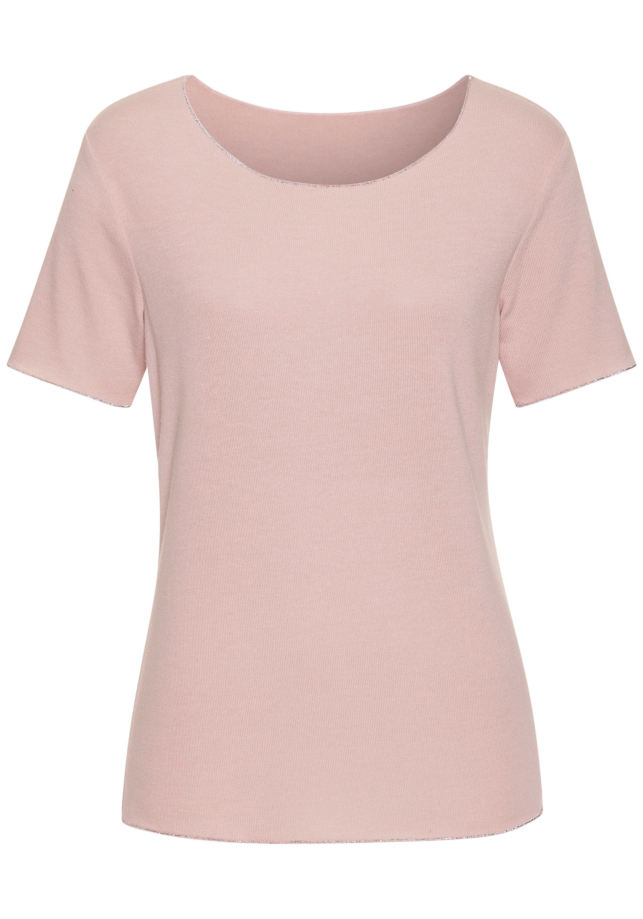 LASCANA Rundhalsshirt "mit feiner Glitzereinfassung", aus weichem Viskose-F günstig online kaufen