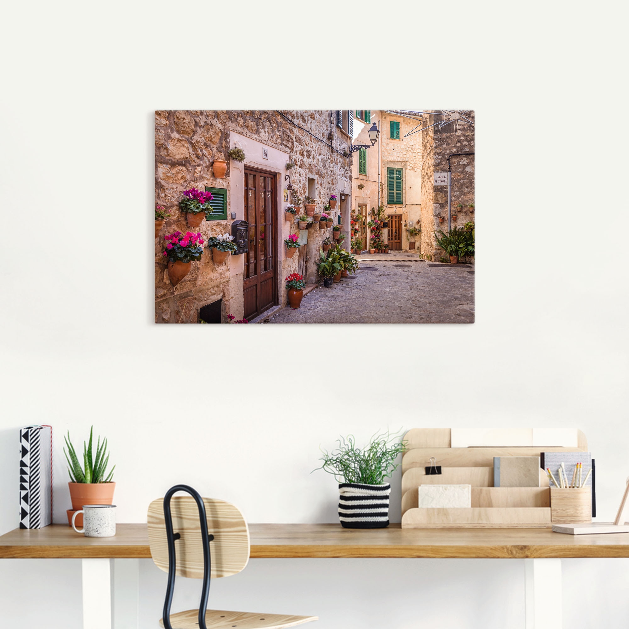 Artland Leinwandbild »Altstadtgasse in Valldemossa II«, Mallorca, (1 St.), auf Keilrahmen gespannt