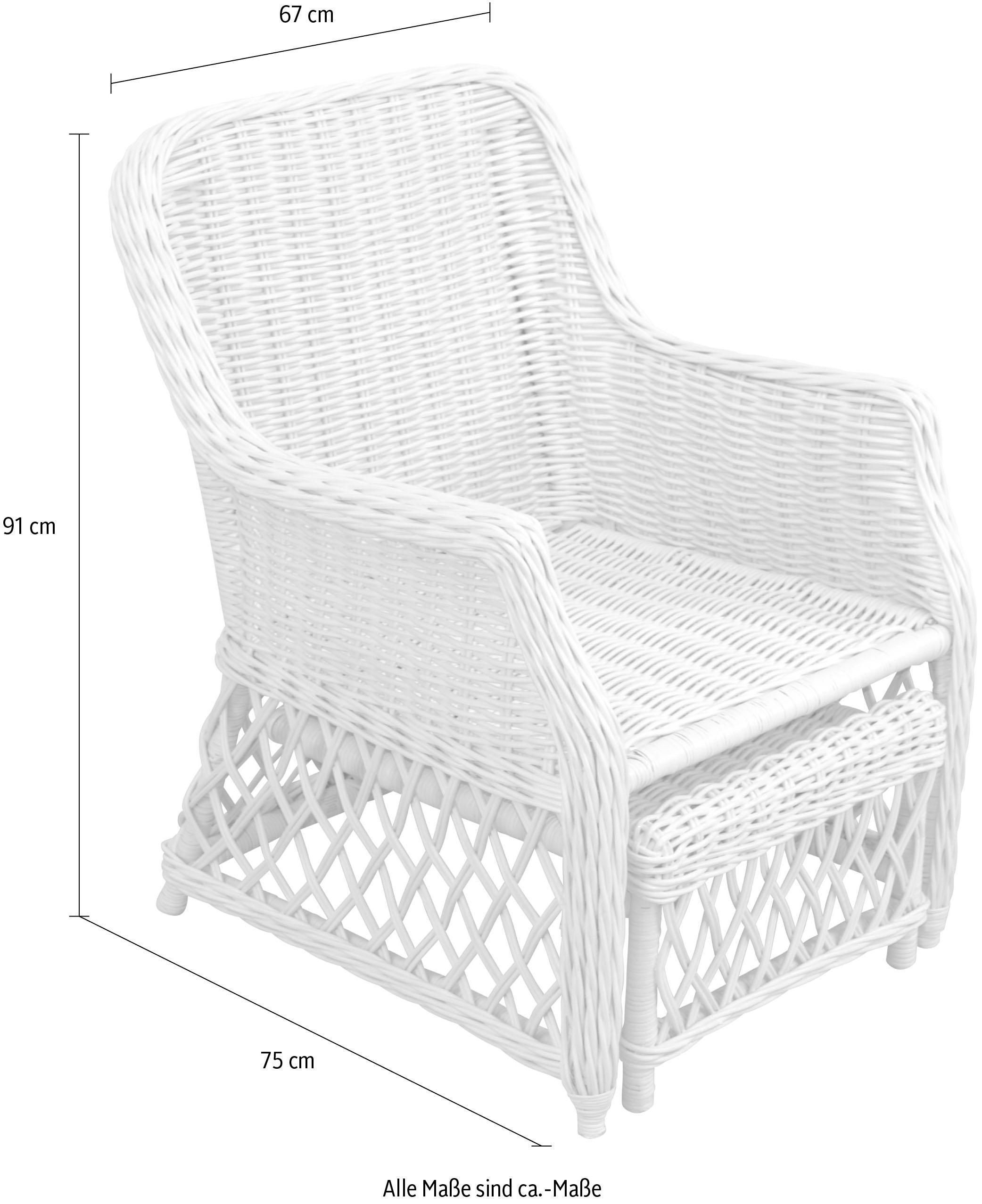Home affaire Rattanstuhl, Handarbeit, Maße (B/T/H): (67/75/91)