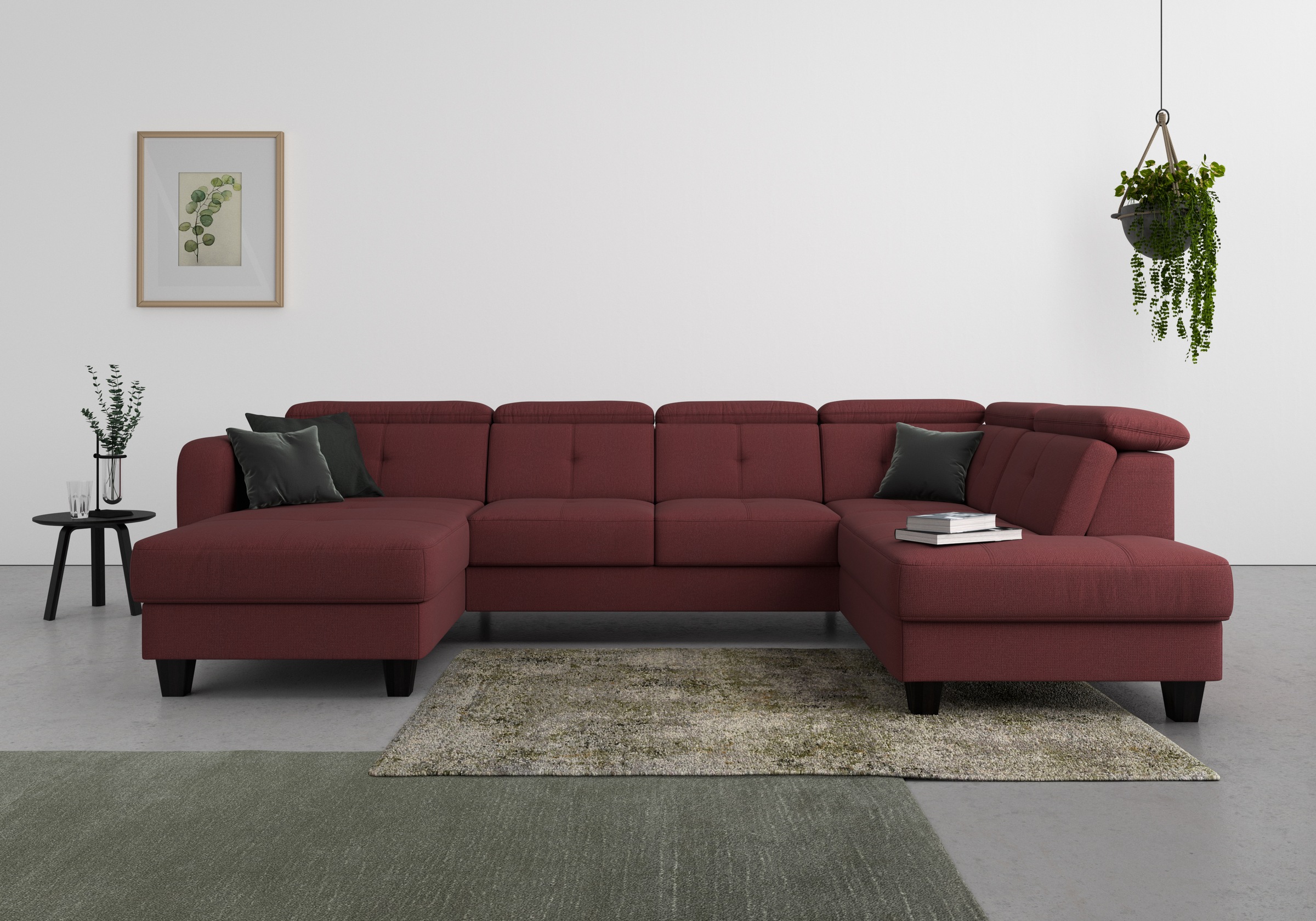 sit&more Wohnlandschaft "Belluci U-Form" Kopfteilverstellung und Federkern, wahlweise mit Schlaffunktion