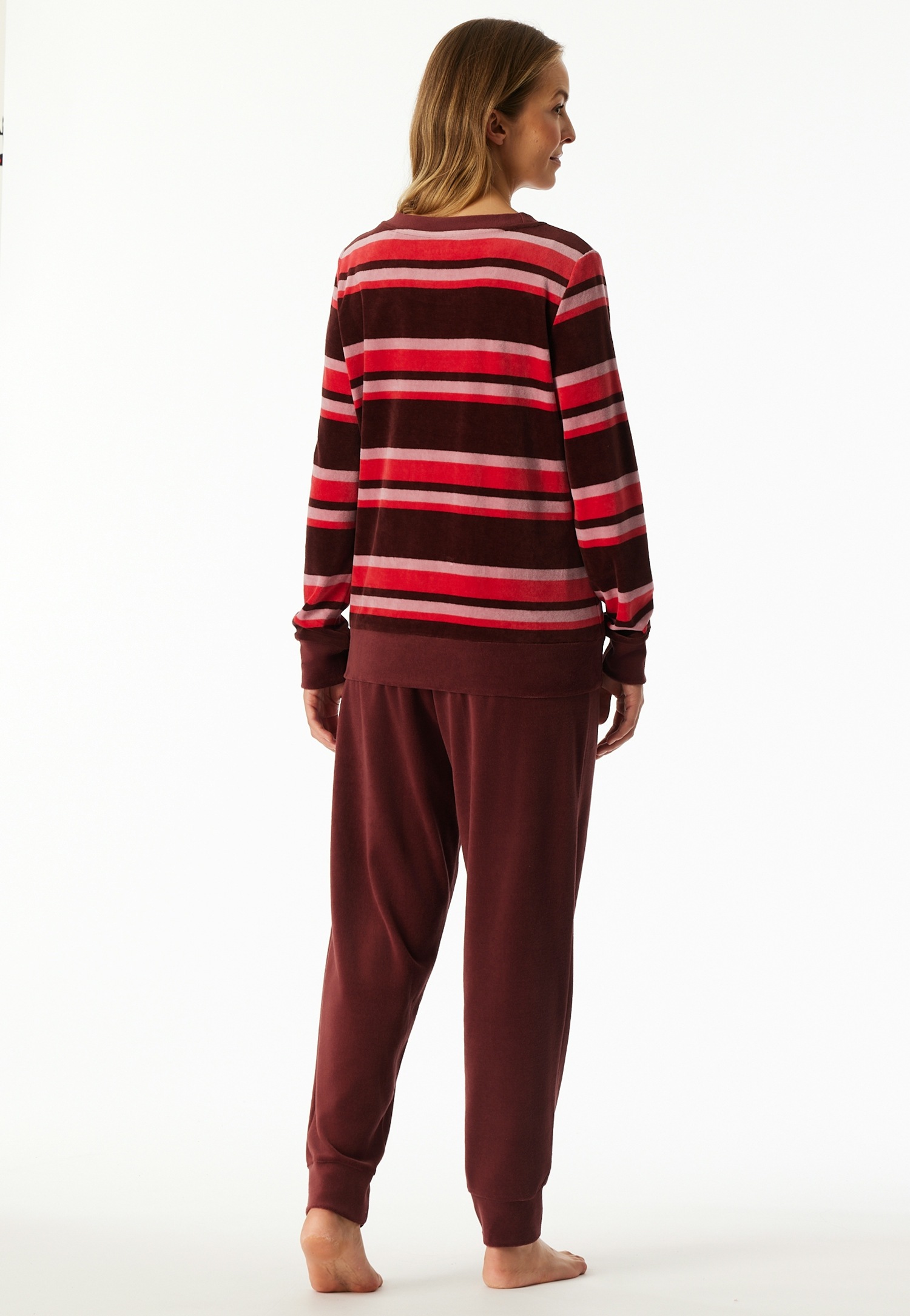 Thumbnail - Schiesser Schlafanzug "Comfort Nightwear" Baumwollmischung, Rundhals-Ausschnitt, langärmelig, Velour-Qualität