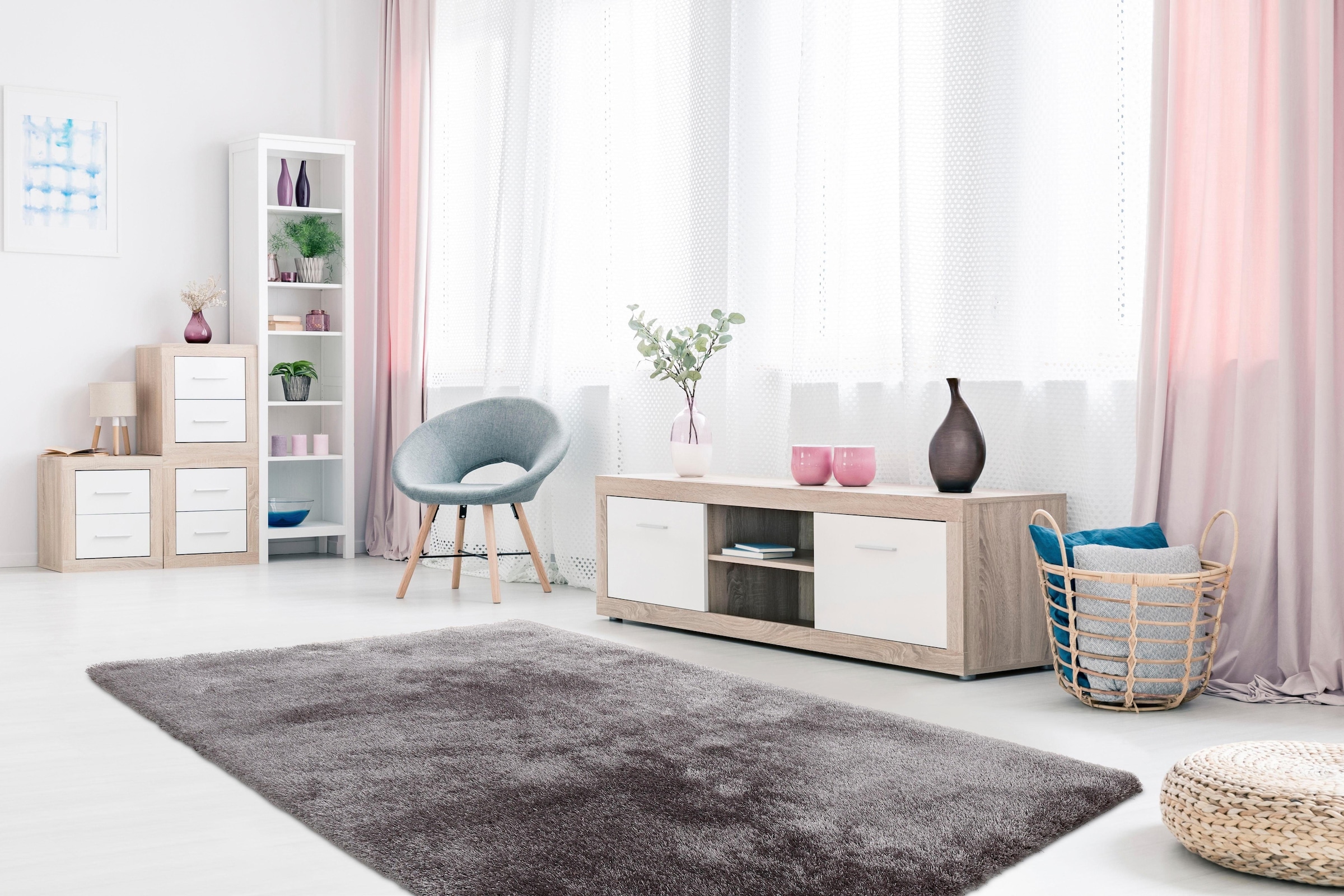 calo-deluxe Hochflor-Teppich »Giora 200«, rechteckig, 80 mm Höhe, getuftet, besonders weich durch Microfaser, Wohnzimmer, Schlafzimmer