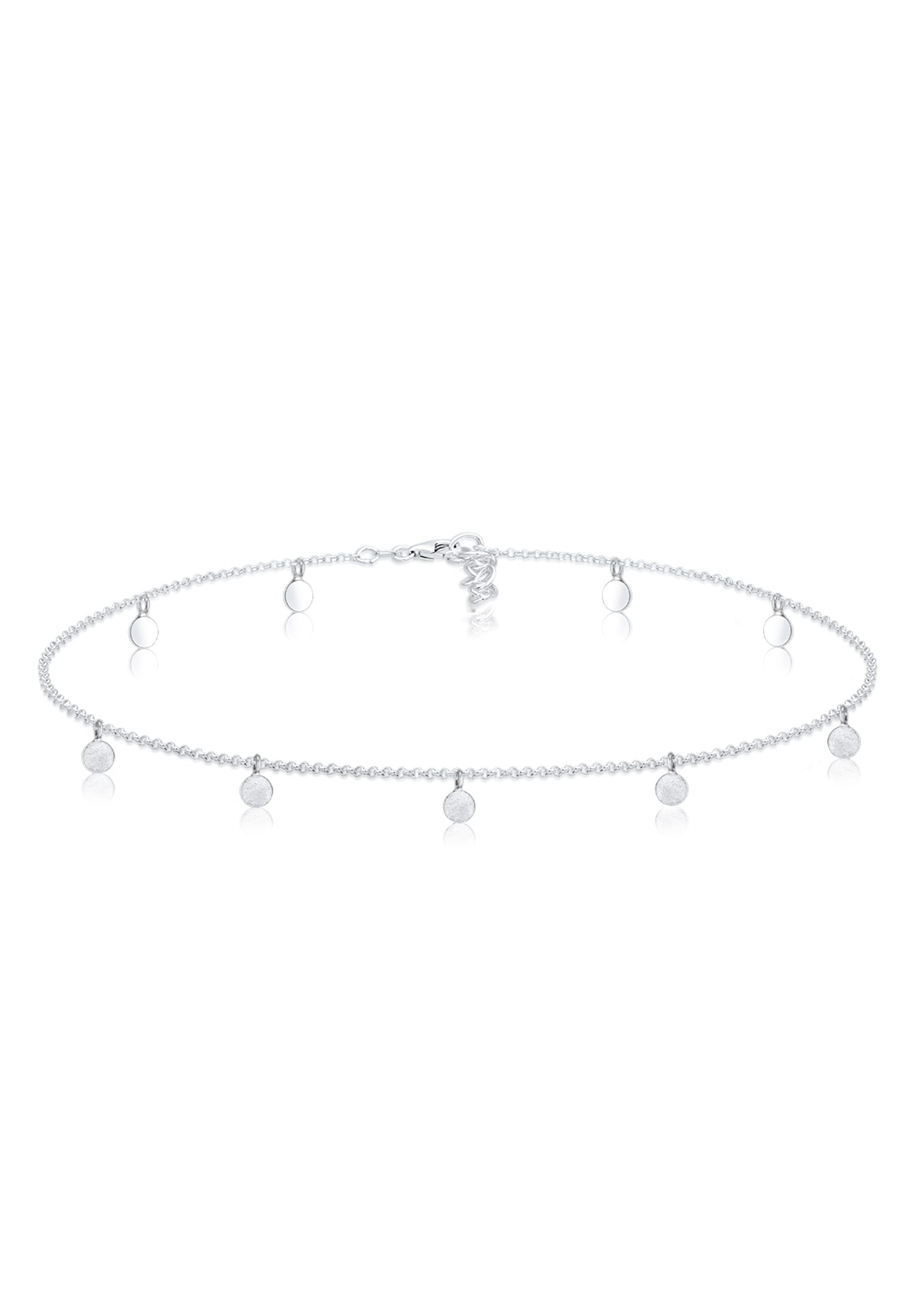 ELLI Damen Choker "Halskette Choker Plättchen Coins Matt 925 Silber", ohne Stein, Silber 925 (Sterlingsilber), silber, Silber 925 (Sterlingsilber),