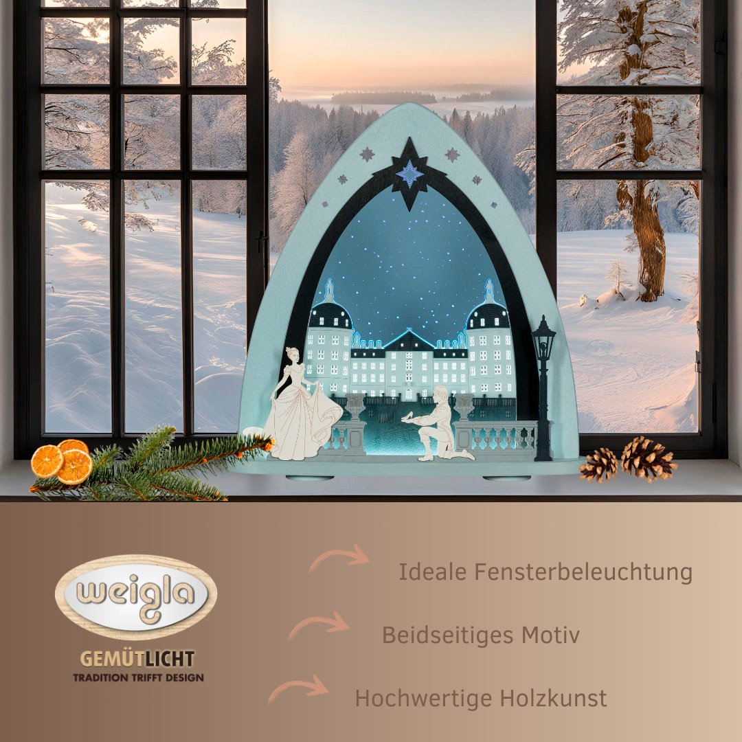 Weigla LED Lichterbogen »Moritzburg, moderne Lichterspitze aus Holz & Acrylglas«, Erzgebirge garantiert, Weihnachtsdeko Innen, Weihnachtsbeleuchtung