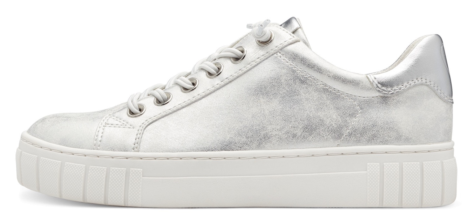 MARCO TOZZI Slip-On Sneaker, Freizeitschuh, Halbschuh, Schlupfschuh, im Metallic Look
