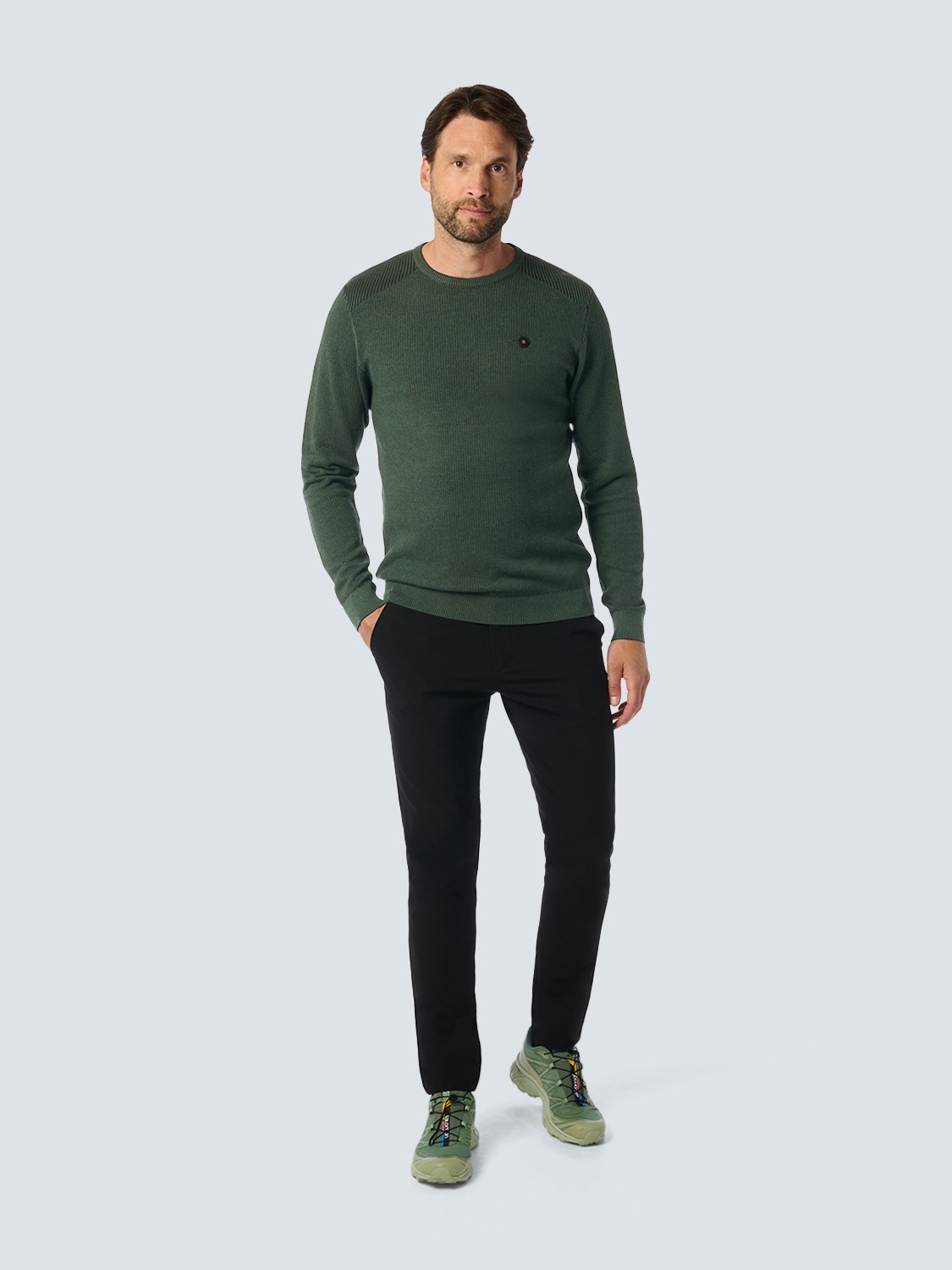 NO EXCESS Rundhalspullover »No Excess Rundhalspullover mit Raffinierter Zwei-Farben-Jacquard«