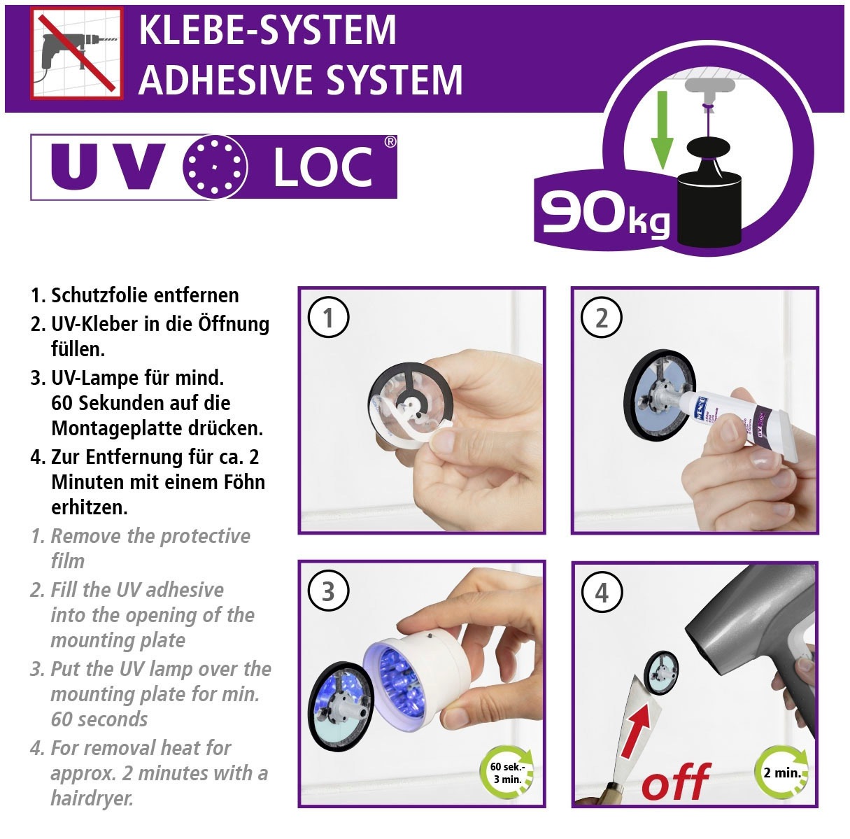 WENKO Doppelhaken »UV-Loc® Udine«, ohne Bohren