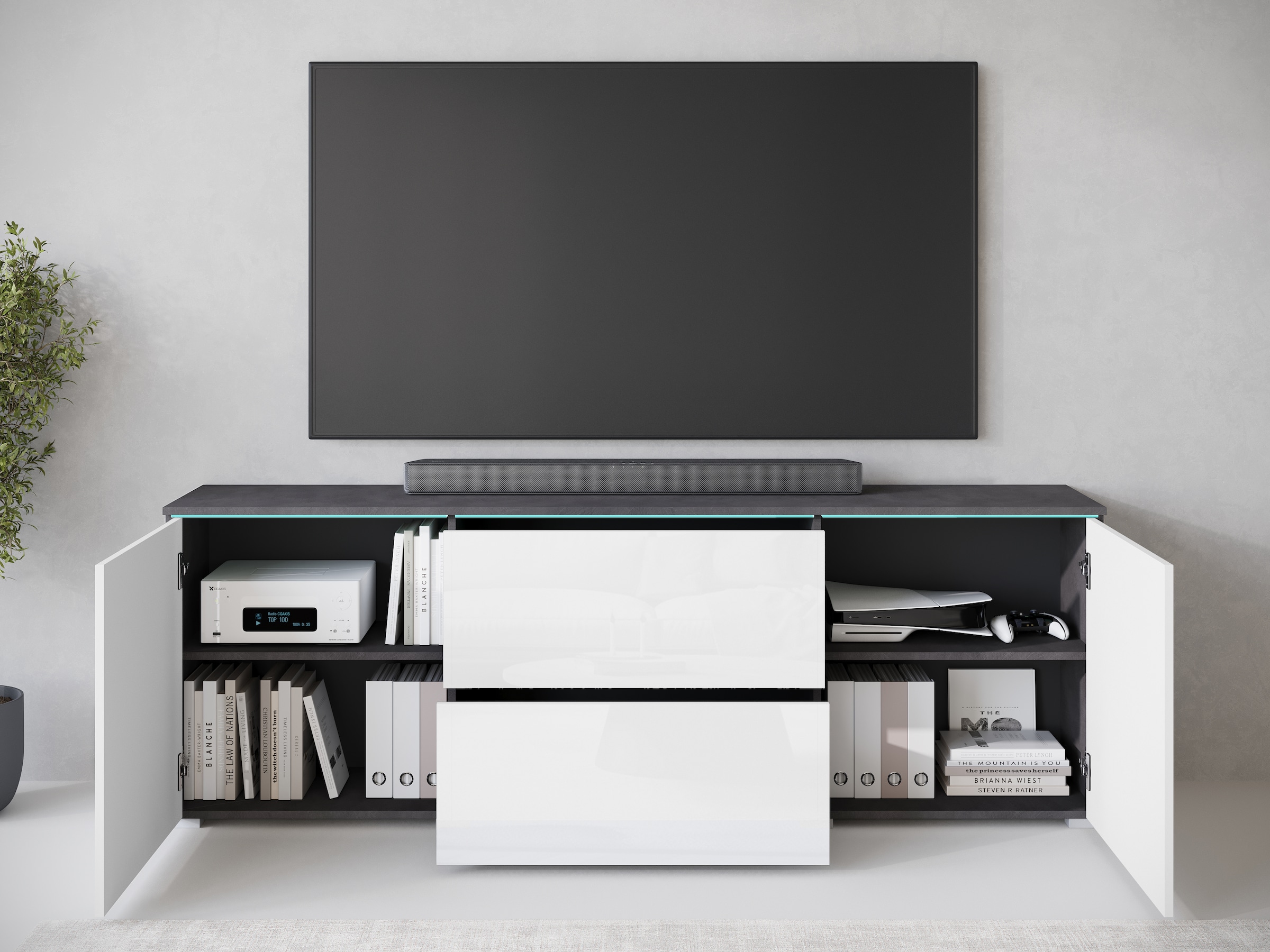INOSIGN Lowboard, Lowboard Vera, 2 Türen/2 Schubladen, TV-Schrank mit viel Stauraum