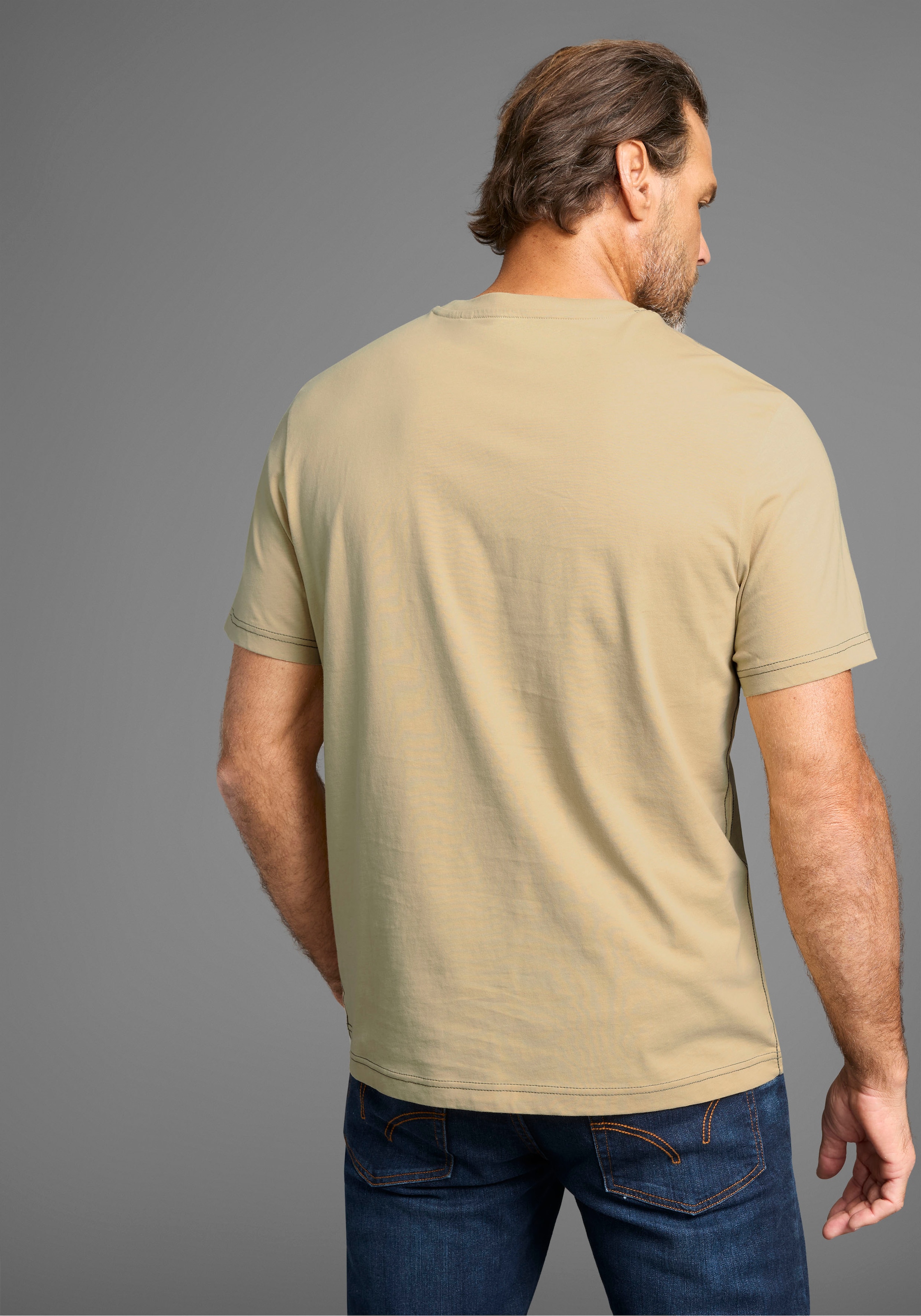 Man's World T-Shirt, mit Kontrastnähten und funktionaler Brusttasche