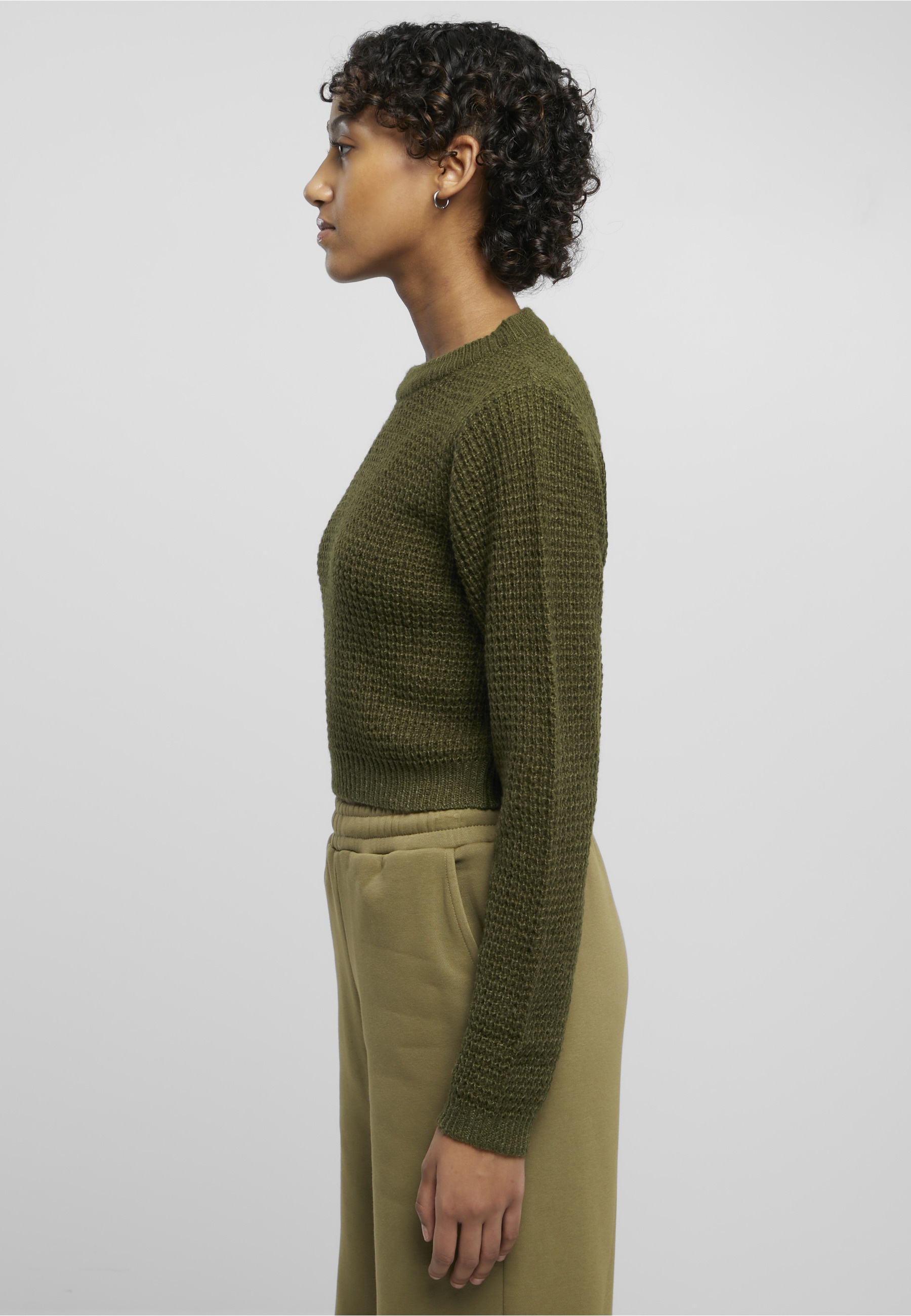 URBAN CLASSICS Sweater »Urban Classics Damen Ladies Short Waffle Sweater«, 1 Stk.
