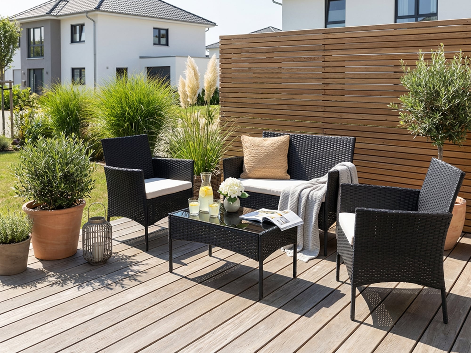 KONIFERA Gartenlounge-Set "Balkonset "Palma"" Set, 1x2er Sofa, 2 Sessel, Ti günstig online kaufen