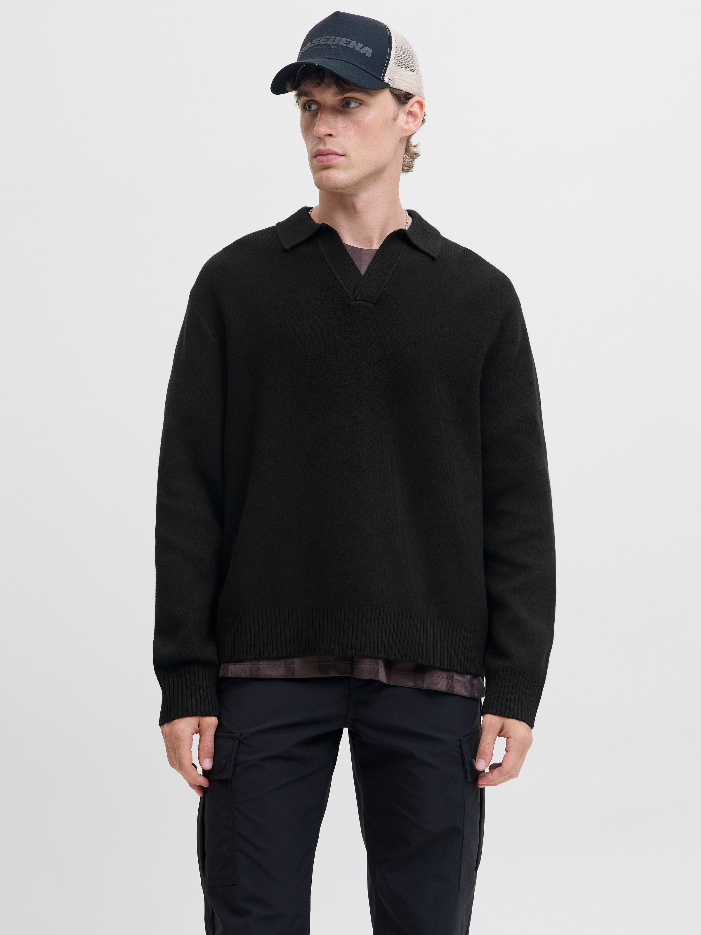 Jack & Jones Strickpullover "JCOCOVER KNIT SPLIT NECK POLO" günstig online kaufen