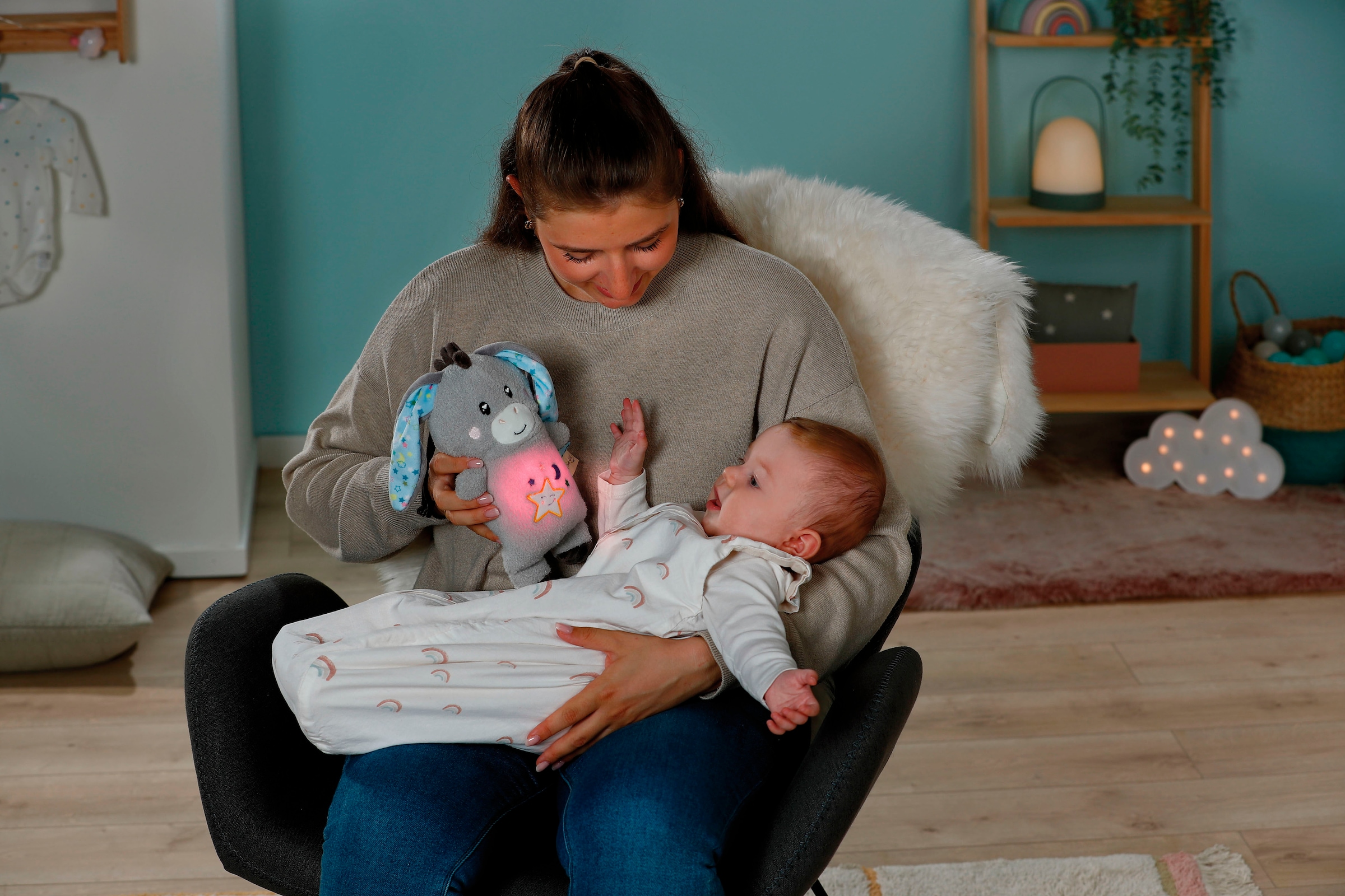 Nici Kuscheltier »My First NICI, Esel Littledoo 25 cm«, Baby Einschlafhilfe; mit Licht und Sound