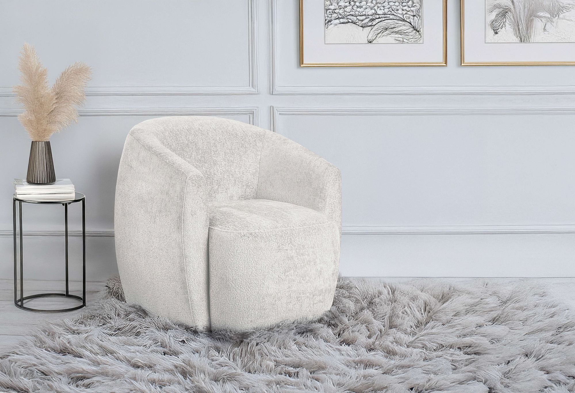 andas Drehsessel »Vallsta«, Breite 85 cm, Chenille oder Boucle Stoff, Drehfunktion verfügbar