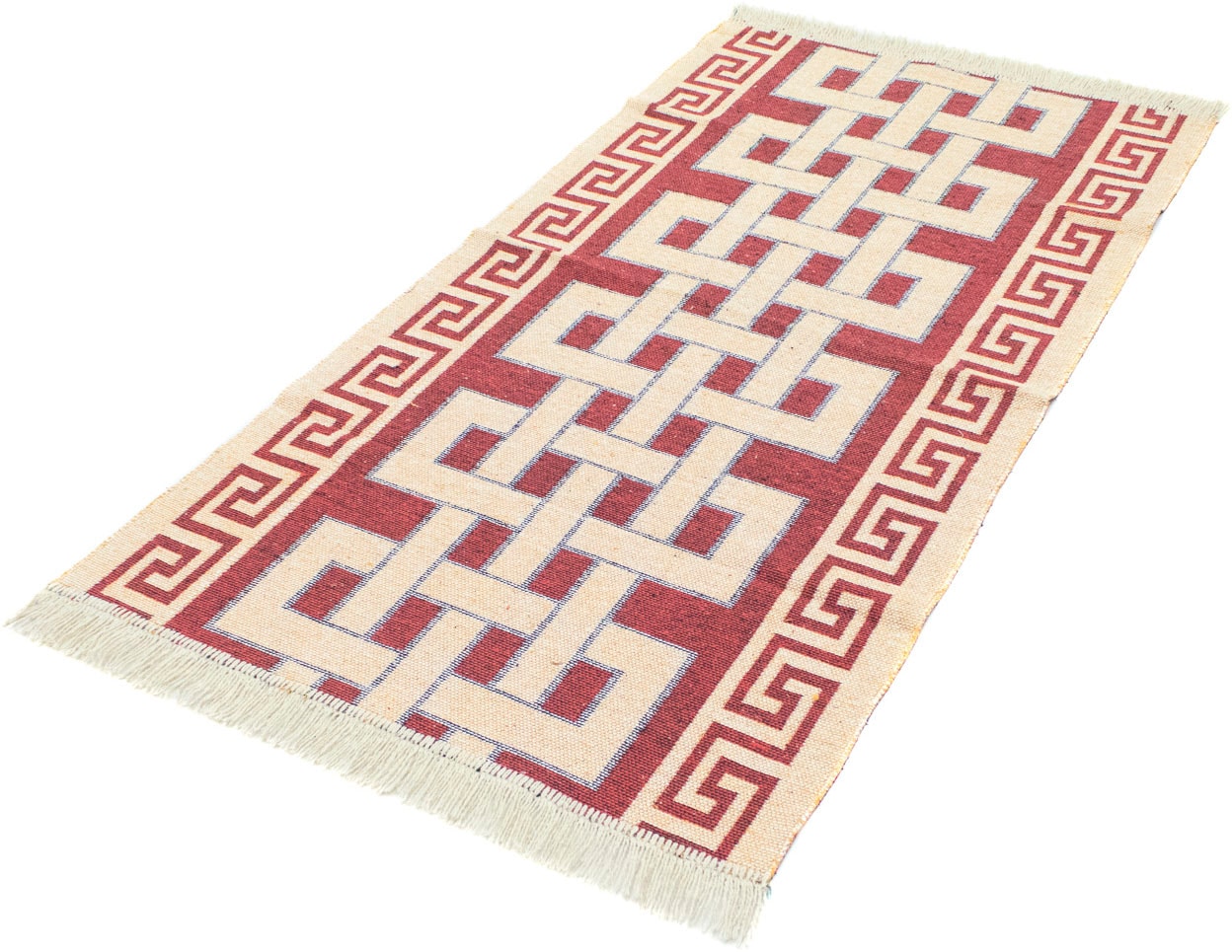 morgenland Wollteppich Kelim Teppich Nil, rechteckig, 5 mm Höhe, reine Baumwolle rot Kelim-Teppiche Orientteppich Teppiche