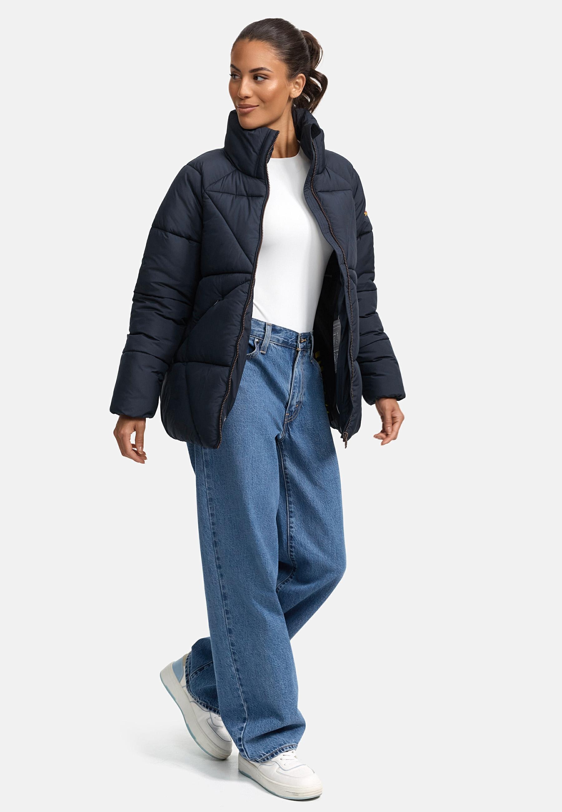 Navahoo Steppjacke »Schokolinaa 14«, ohne Kapuze, Winterjacke mit modischer Steppung & hohem Kragen