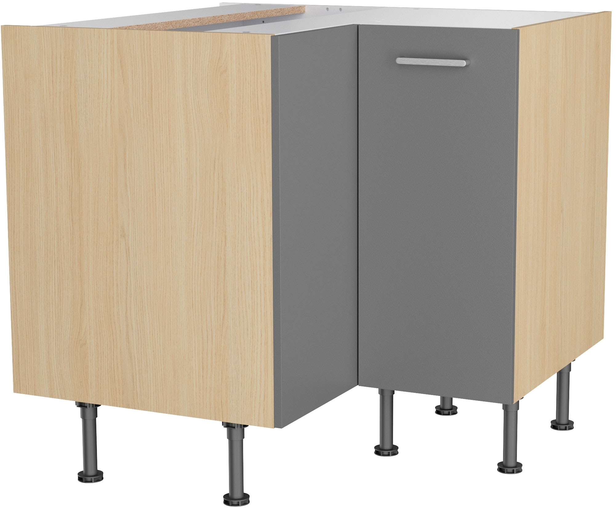 KOCHSTATION Eckunterschrank "KS-Lucy" Breite 90 x 90 cm, mit 2 Türen, Soft-Close, höhenverstellbare Füße