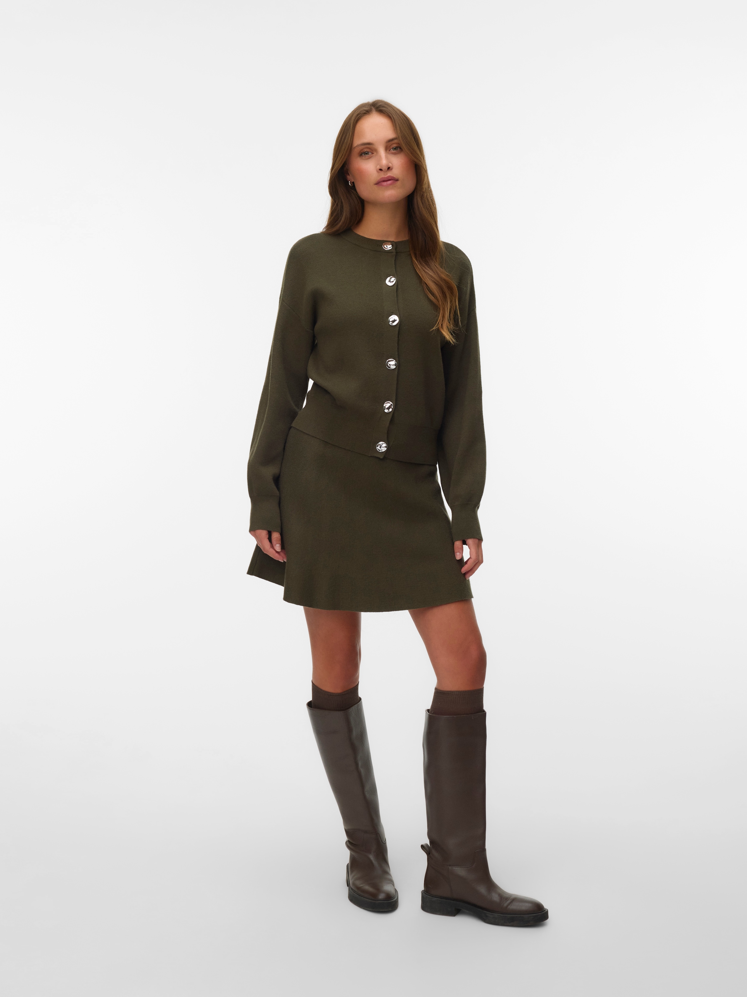 Vero Moda Strickjacke »VMNOELLA LS O-NECK CARDIGAN BOO« Materialmix
