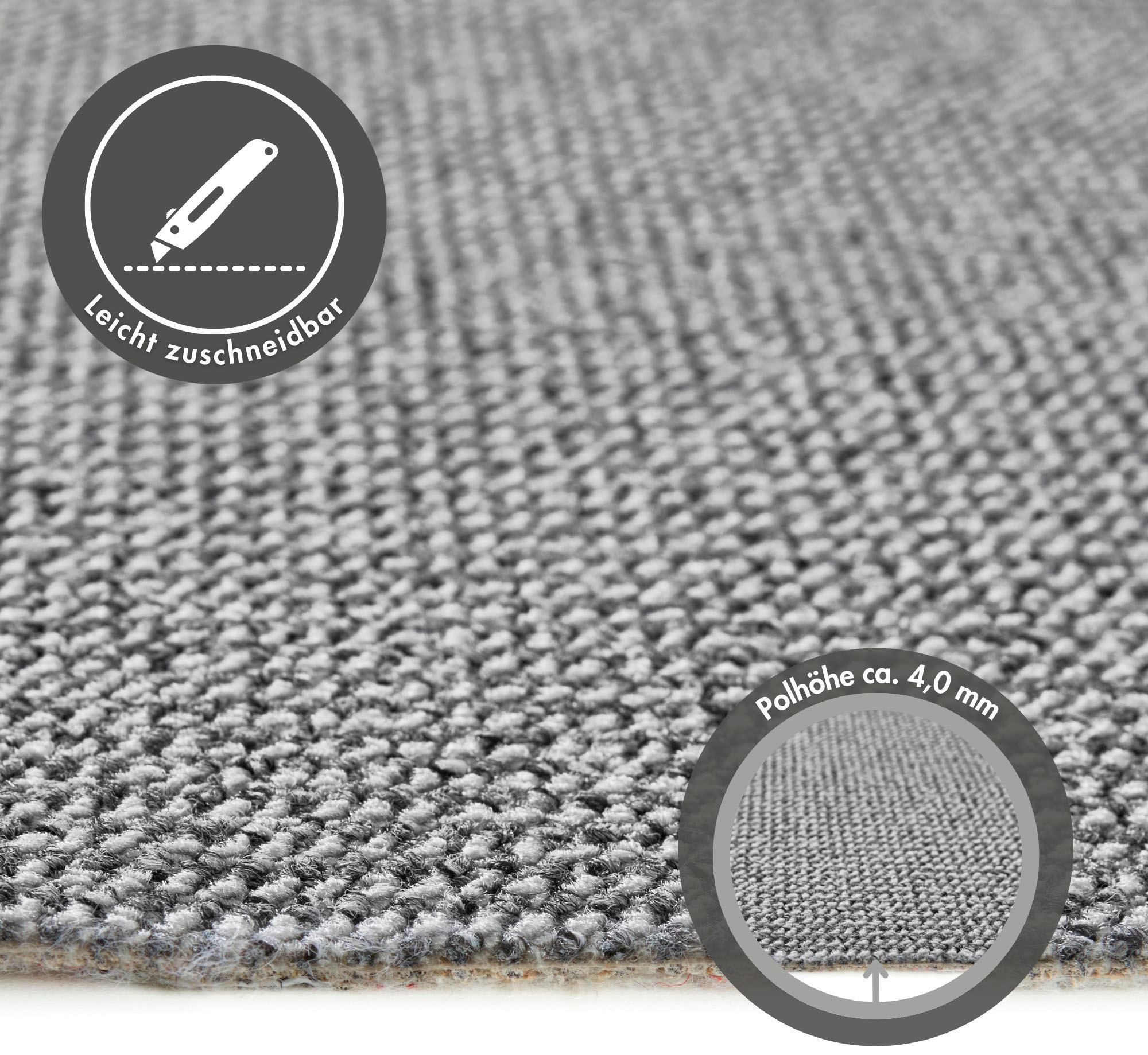 Andiamo Teppichboden »Tulsa, Schlinge, Made in Belgium«, rechteckig, 6 mm Höhe, meliert, Breite 400 cm oder 500 cm, strapazierfähig & pflegeleicht