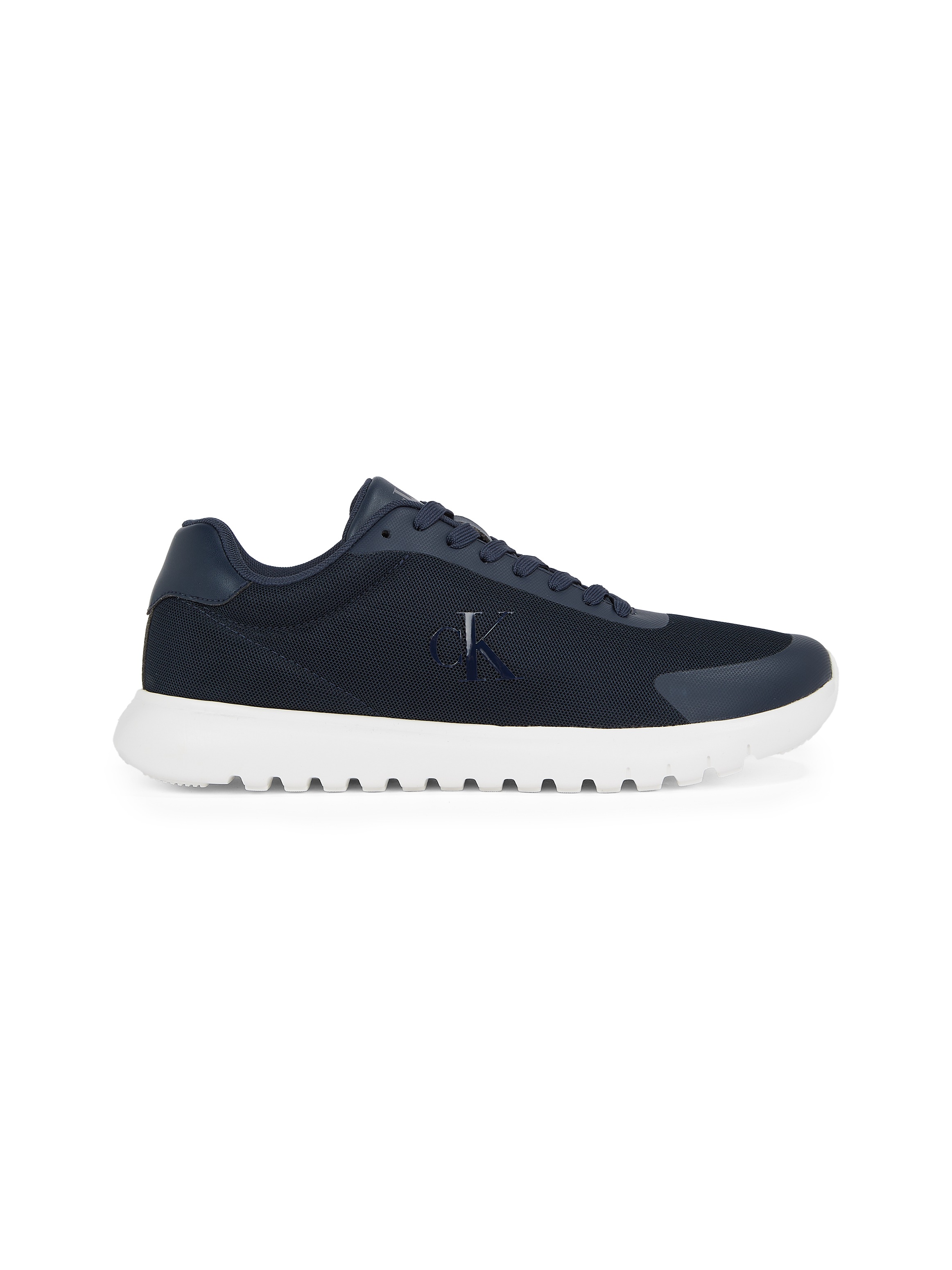 Sneaker CALVIN KLEIN JEANS "3 EVA RUNNER MESH", Herren, Gr. 43, blau (dunkelblau), Lederimitat, Textil, Schuhe Sneaker, Freizeitschuh, Halbschuh, Schnürschuh mit Kontrastbesatz 3