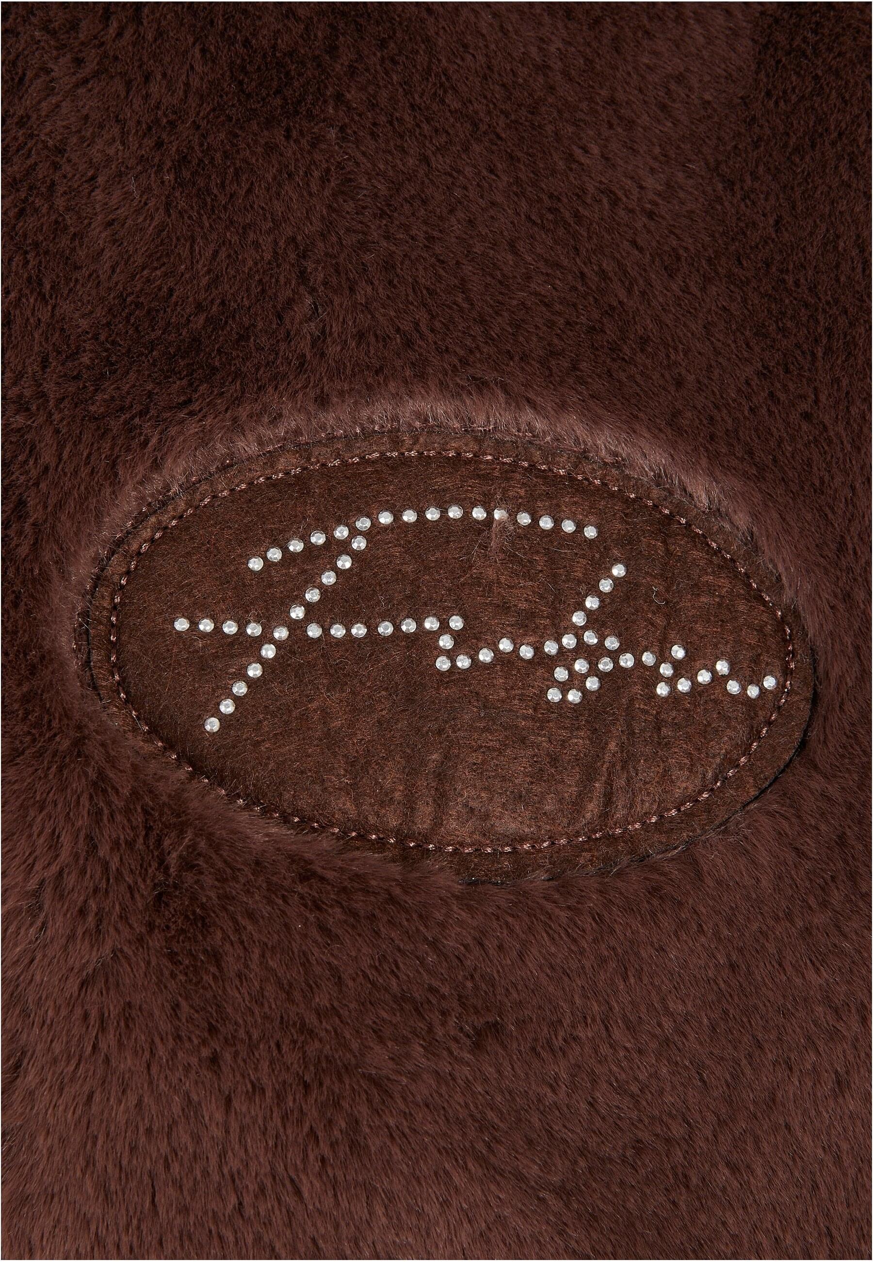 Fubu Collegejacke »Fubu Damen FW224-022-1 Signature Rhinestone Fur Jacket brown« 1 Stk. tlg. mit Kapuze