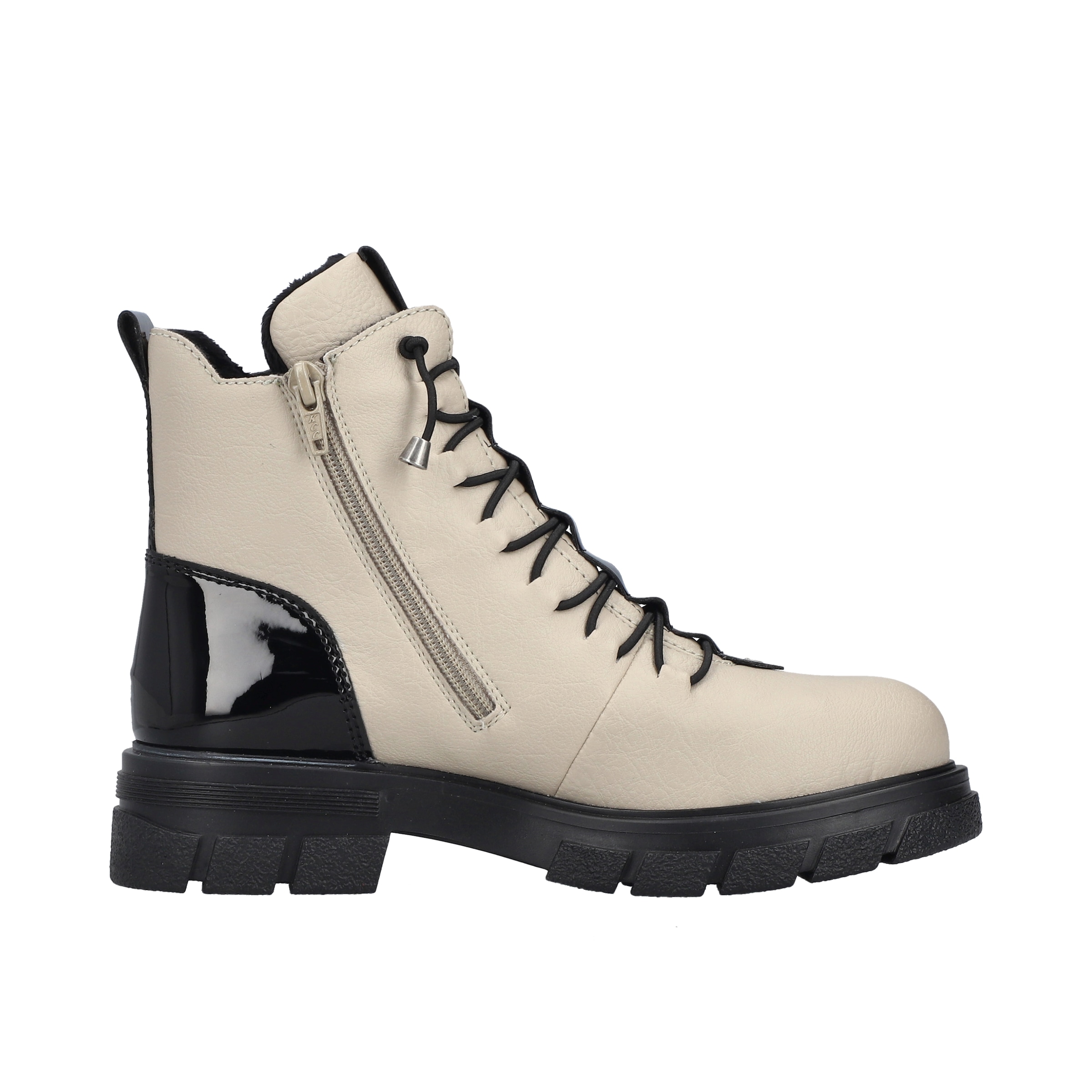 Rieker Schnürboots  Stiefelette mit Gummizug-Schnürung und Lack-Details