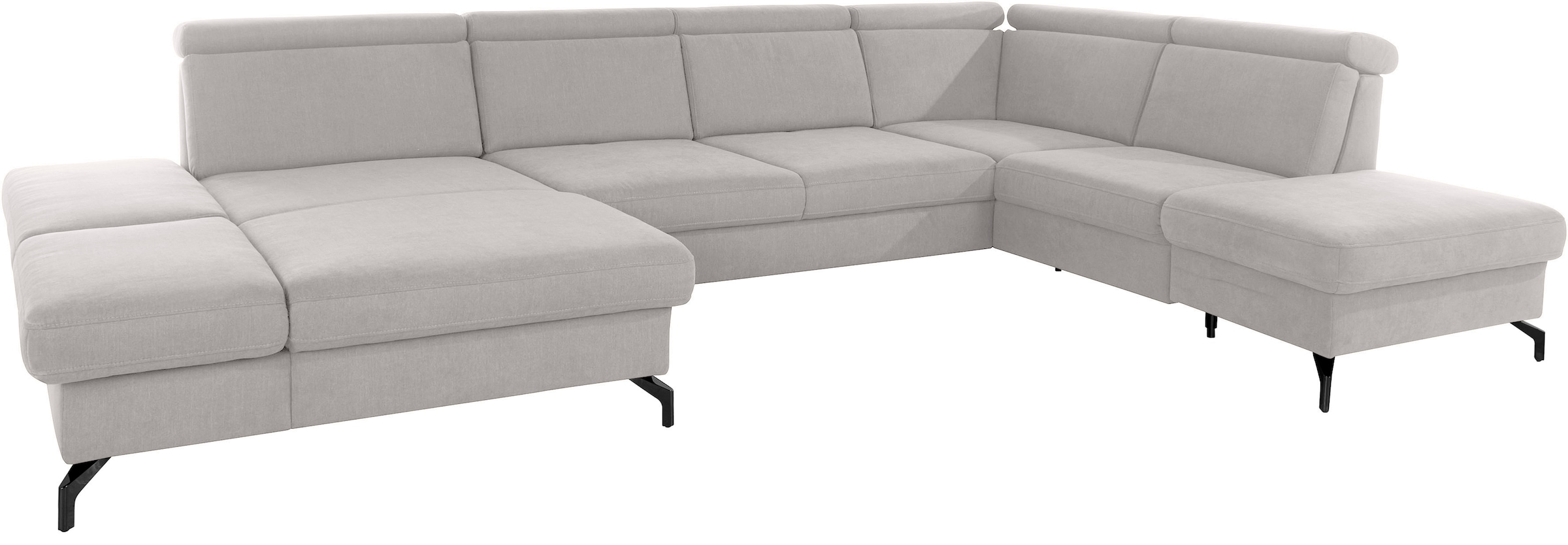 sit&more Wohnlandschaft »Brisbane U-Form«, Fußhöhe 12 cm, inklusive Sitztiefen-, Armteil- und Kopfteilverstellung
