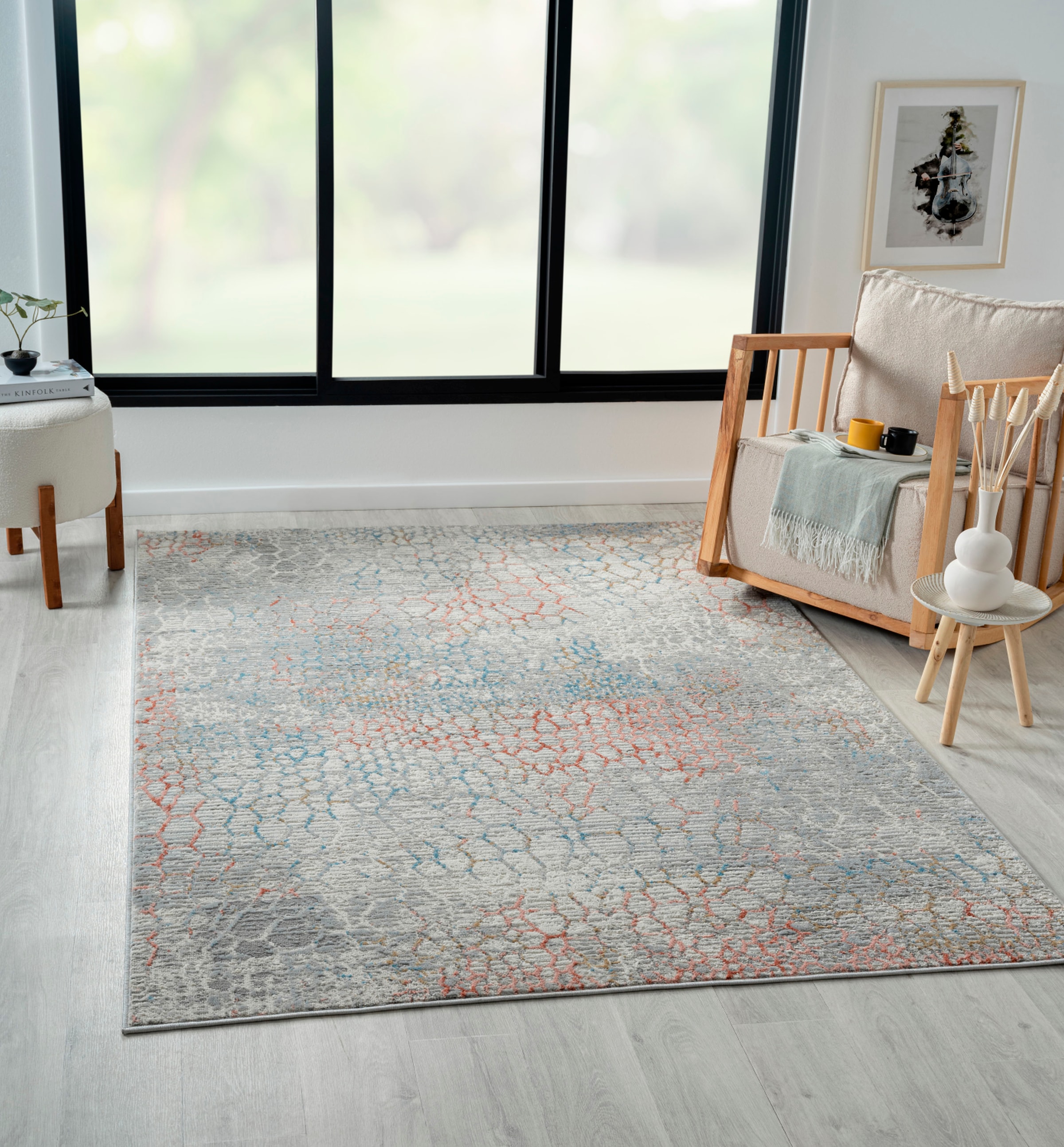 Teppich "My Look", bunt (beige, blau, terrakotta), B:160cm H:8mm L:230cm, Polyester, MYFLAIR MÖBEL & ACCESSOIRES, Teppiche, Teppich, Kurzflor, Ethno-Design, besonders weich durch Microfaser