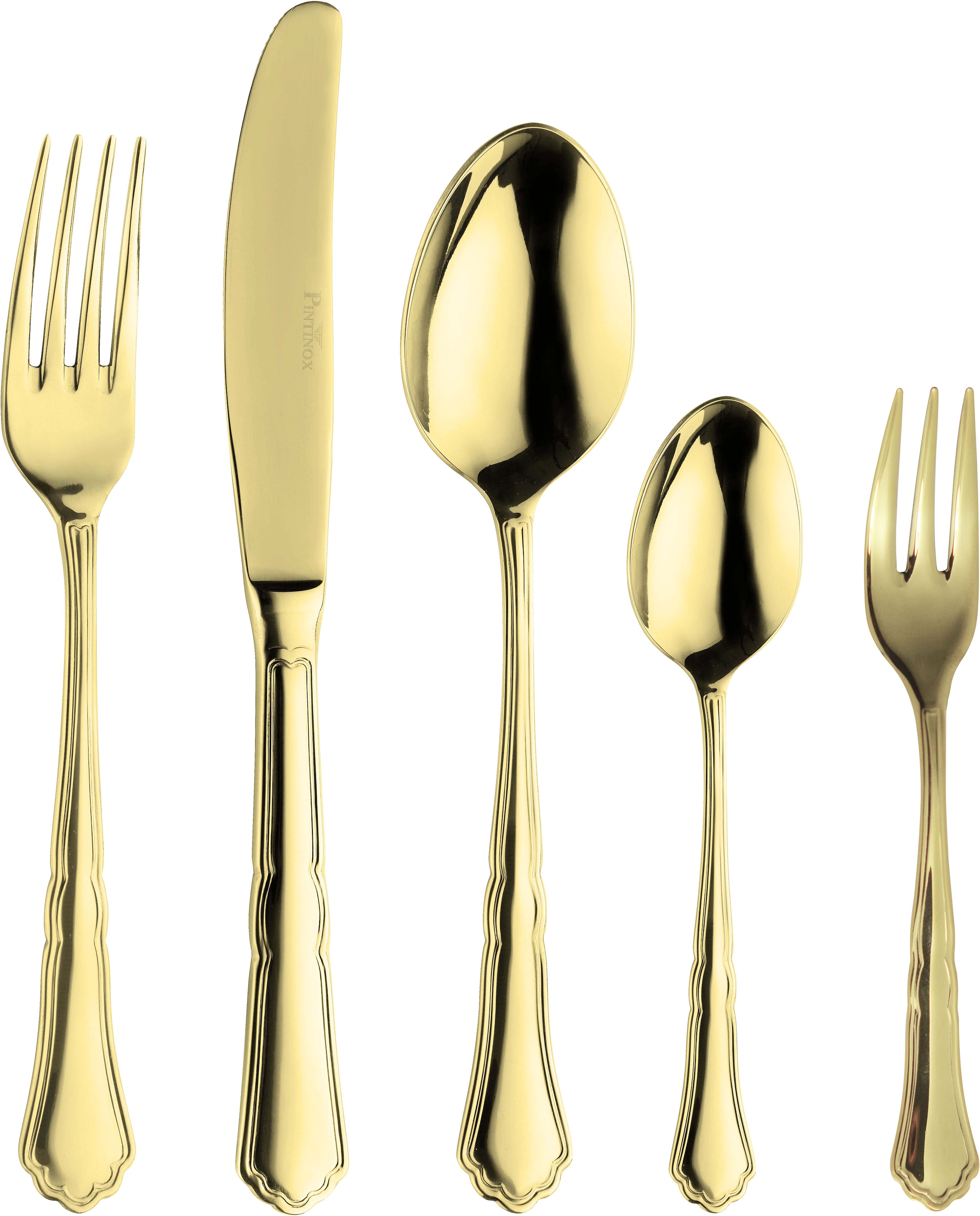 PINTINOX Besteck-Set "Settecento Treasure", 30 tlg., gold, Essbesteck-Sets, Optik schwarz PVD Beschichtung