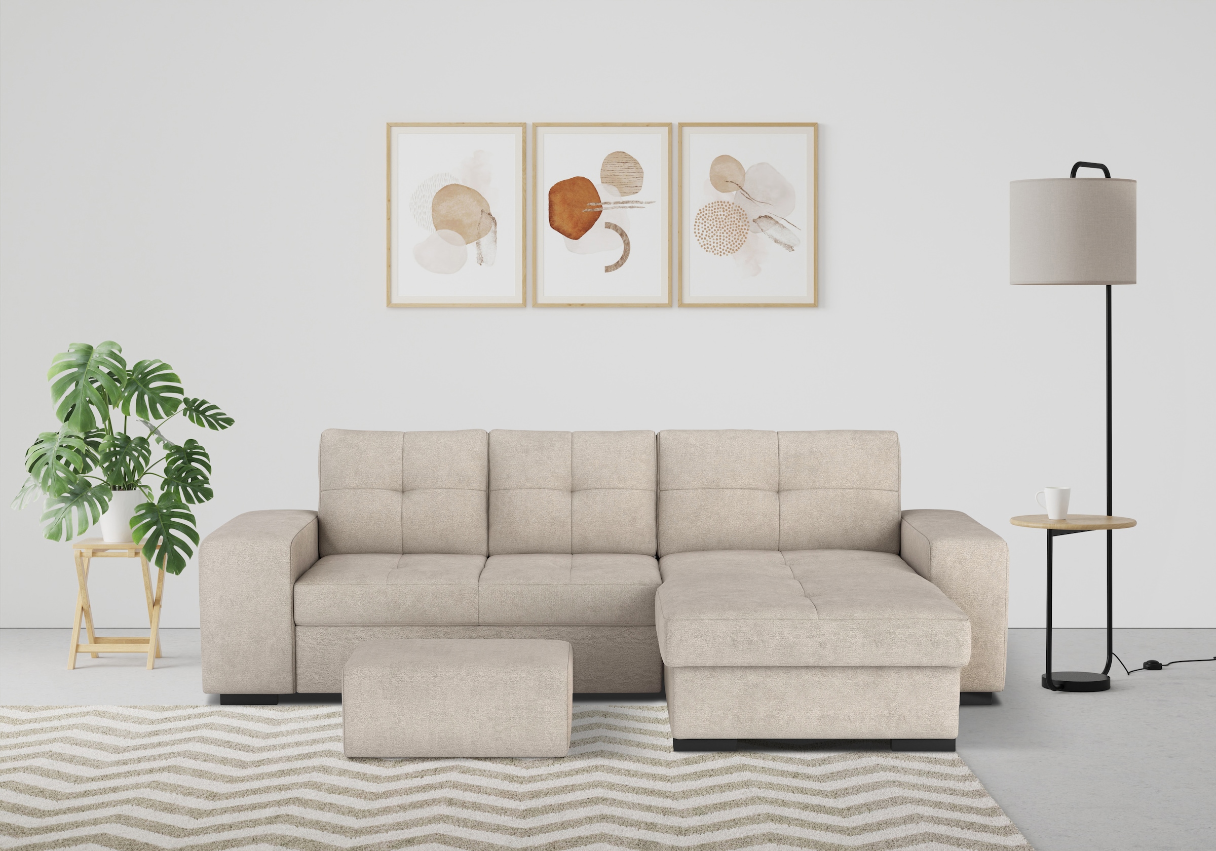 COTTA Ecksofa "Mattina L-Form", mit Hocker, wahlweise mit Bettfunktion & Be günstig online kaufen
