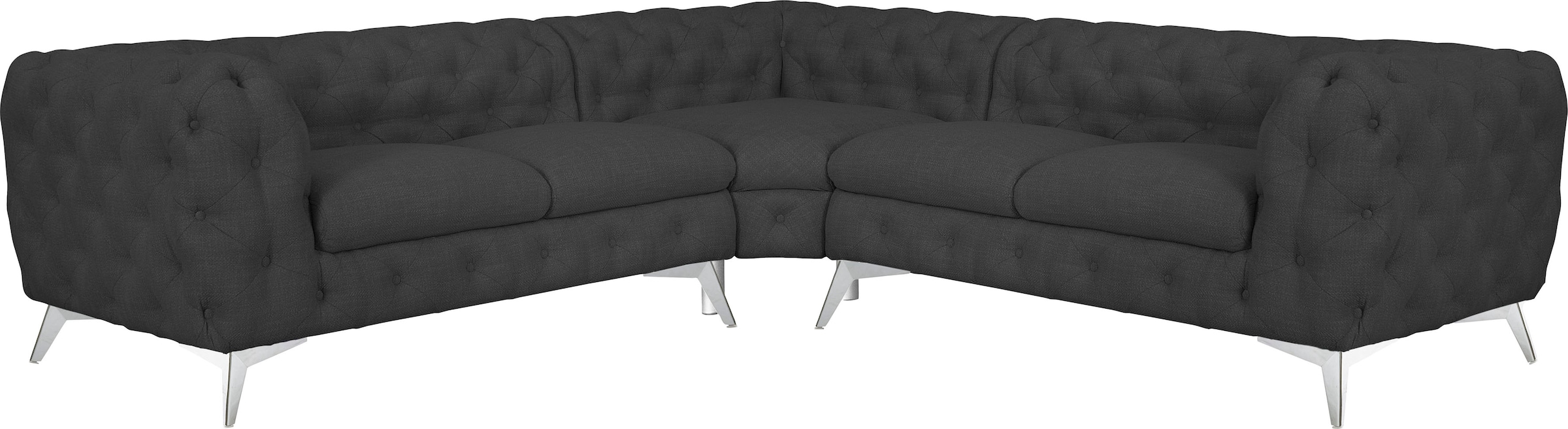 Leonique Chesterfield-Sofa "Glynis L-Form", aufwändige Knopfheftung, moderne Chesterfield Optik, Fußfarbe wählbar