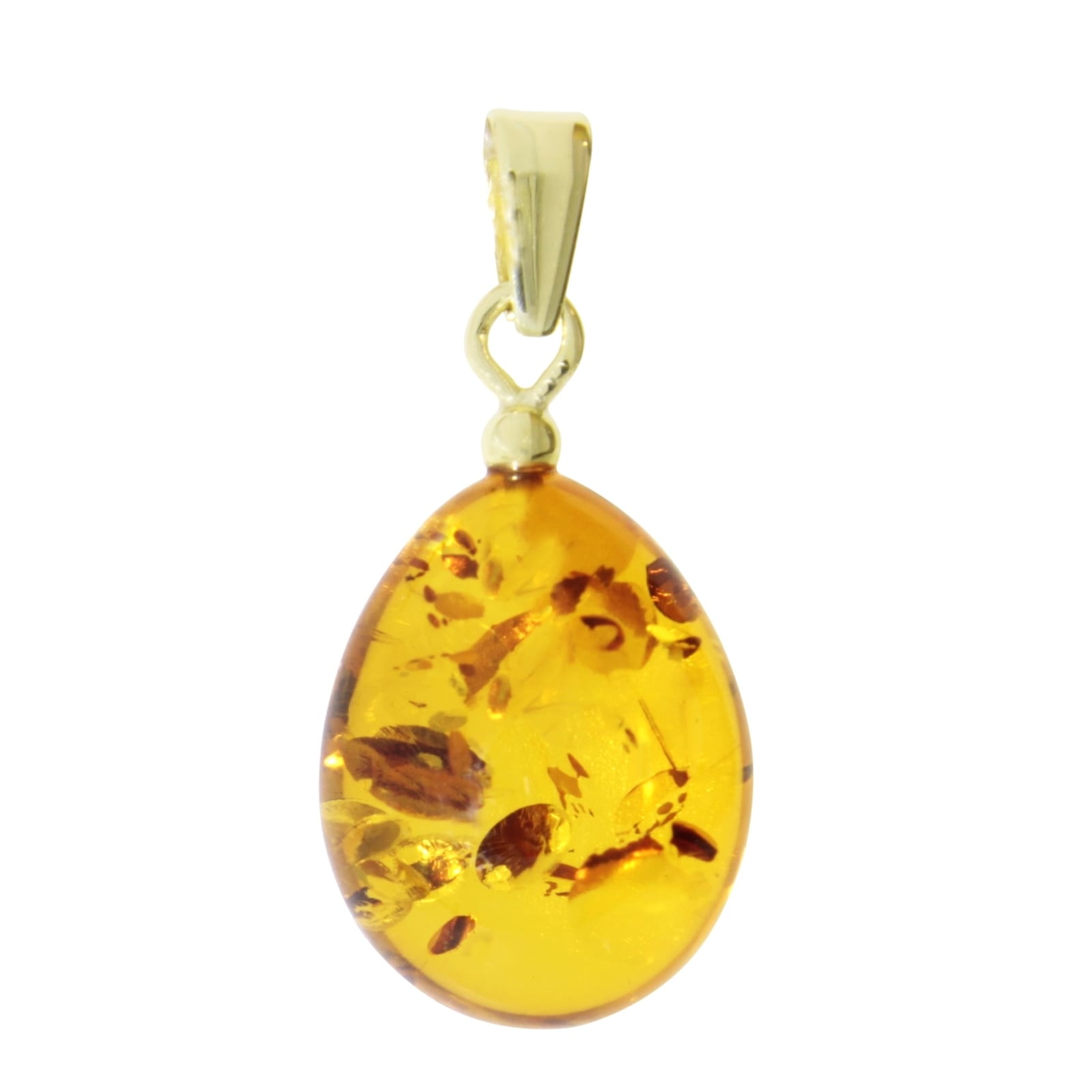 Kettenanhänger OSTSEE-SCHMUCK "- Tropfen flach, ca. 17 mm lang - Gold 585/000 - Bernstein -" Gr. 27, gold (gold 585, goldfarben, gelb), Schmuckanhänger, Damen, Bernstein, Kettenanhänger