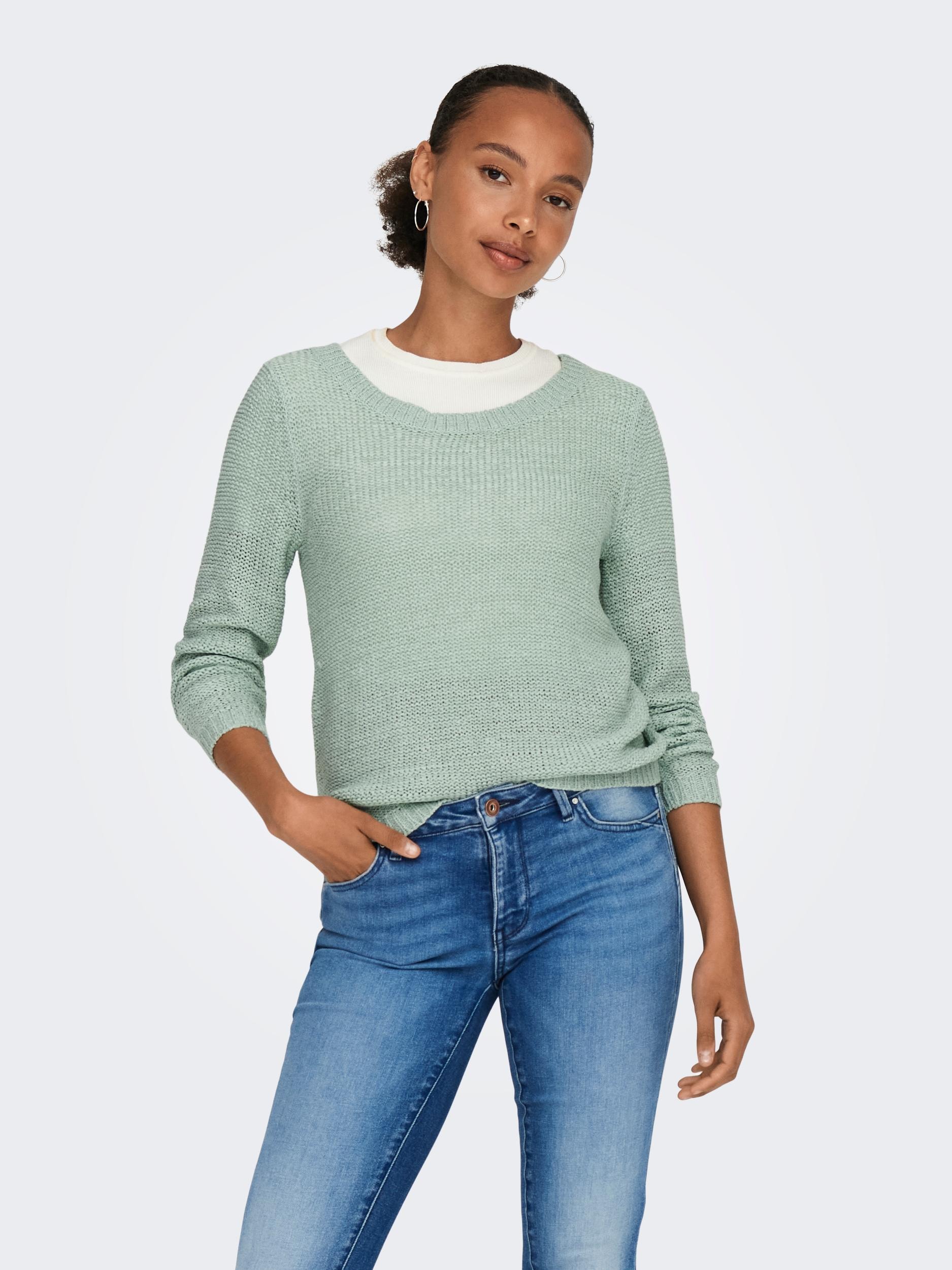Only Women Onlgeena XO Pull Maille Manches Longues Col Rond Regular Fit - Pull Femme Confortable Et Élégant